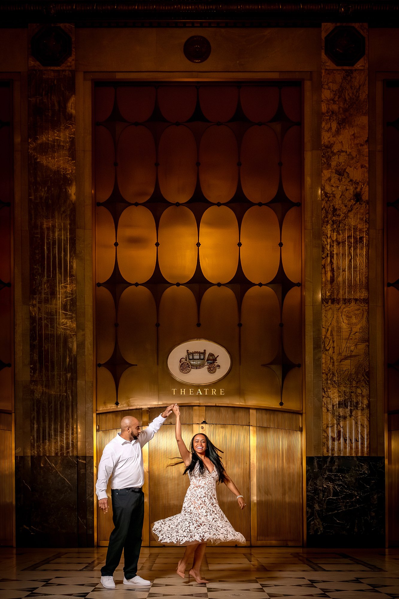 Fisher Building Engagement Session Dancing