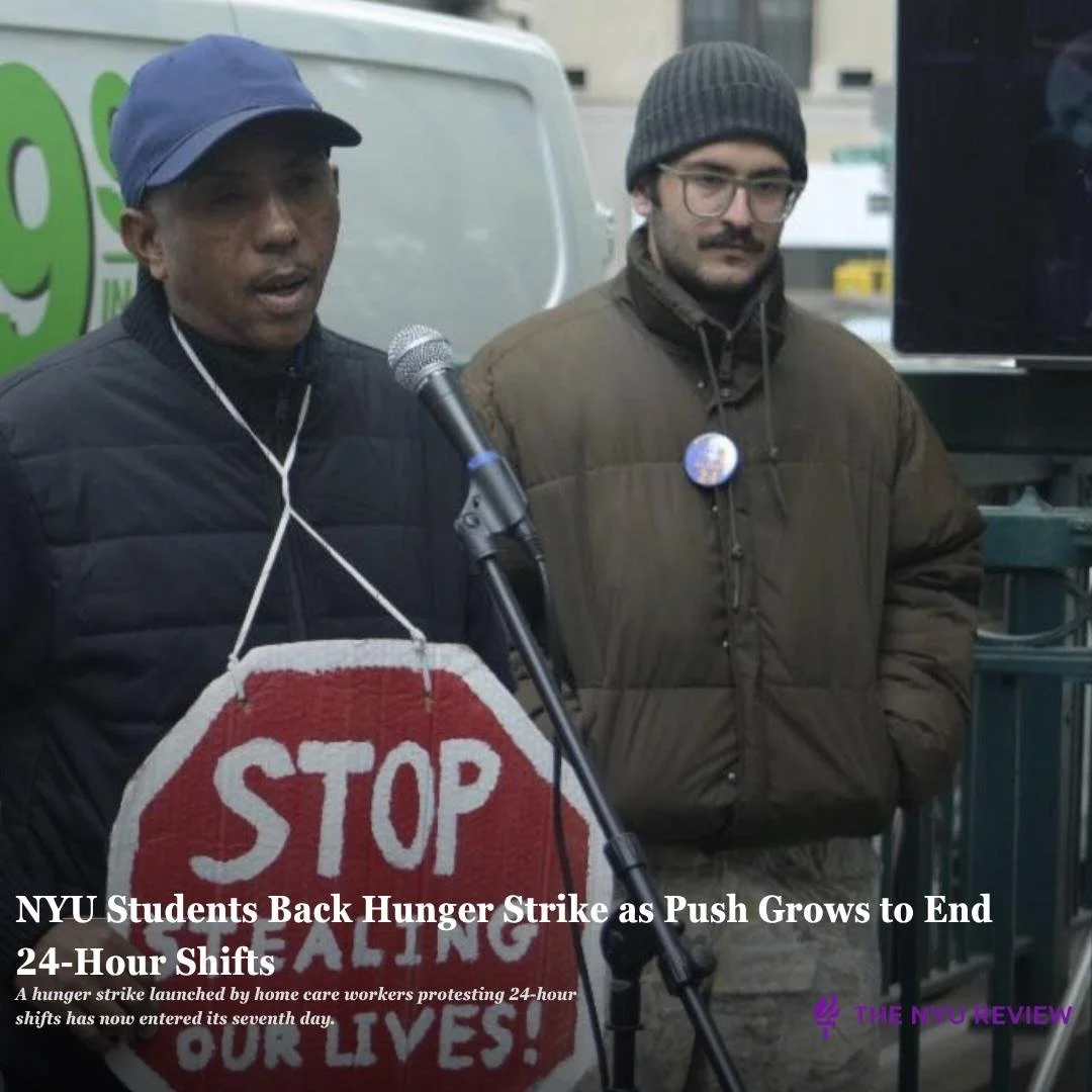 A hunger strike launched by home care workers protesting 24-hour shifts has now entered its seventh day. 

A growing number of New York University students and faculty are publicly supporting the strike as pressure mounts on city officials to pass re