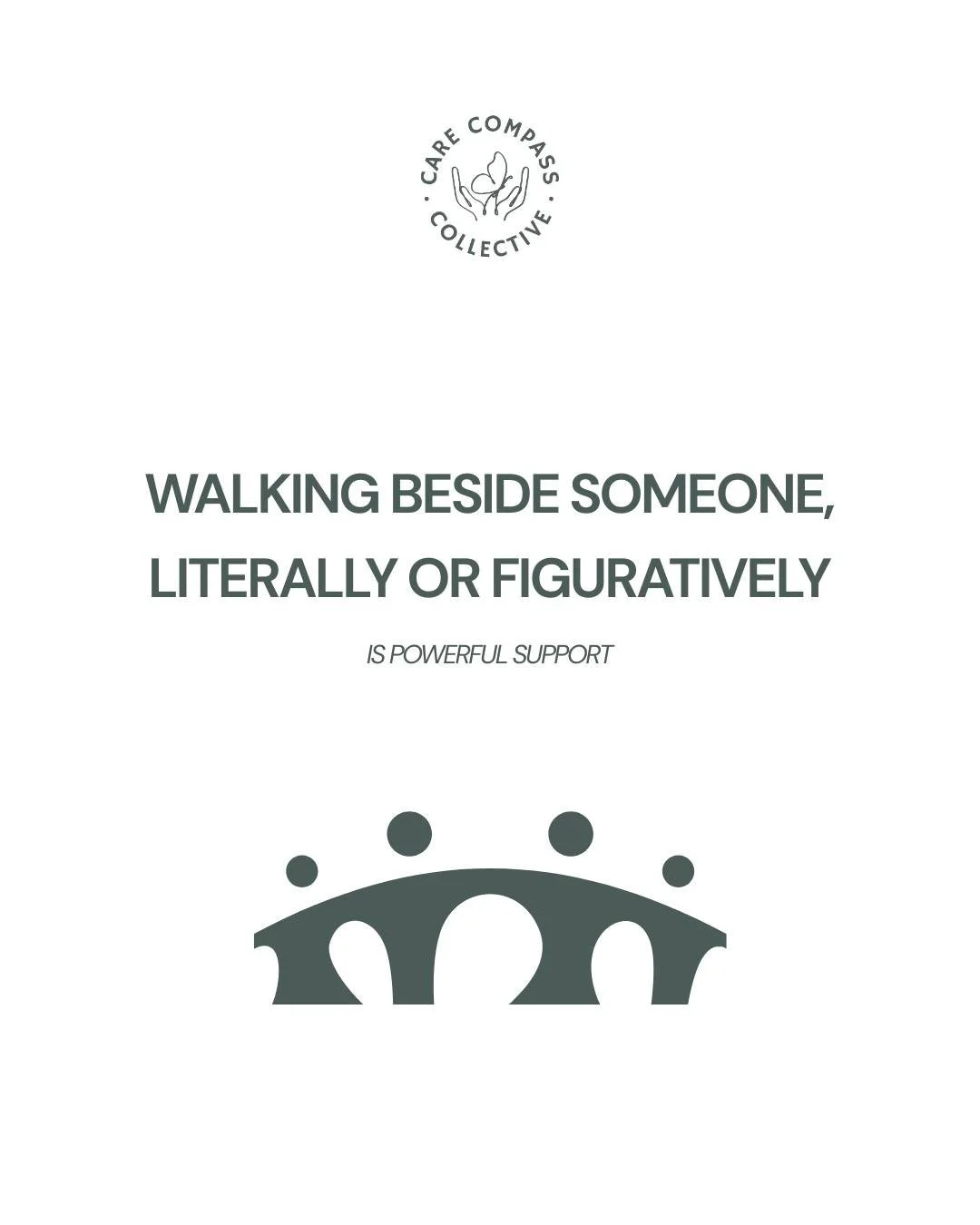 Sometimes the most meaningful support isn&rsquo;t about having the right words, it&rsquo;s simply about walking beside someone, whether in person or in spirit. 💙 

You don&rsquo;t have to carry it all alone.

#CareCompassCollective #MentalHealthAwar