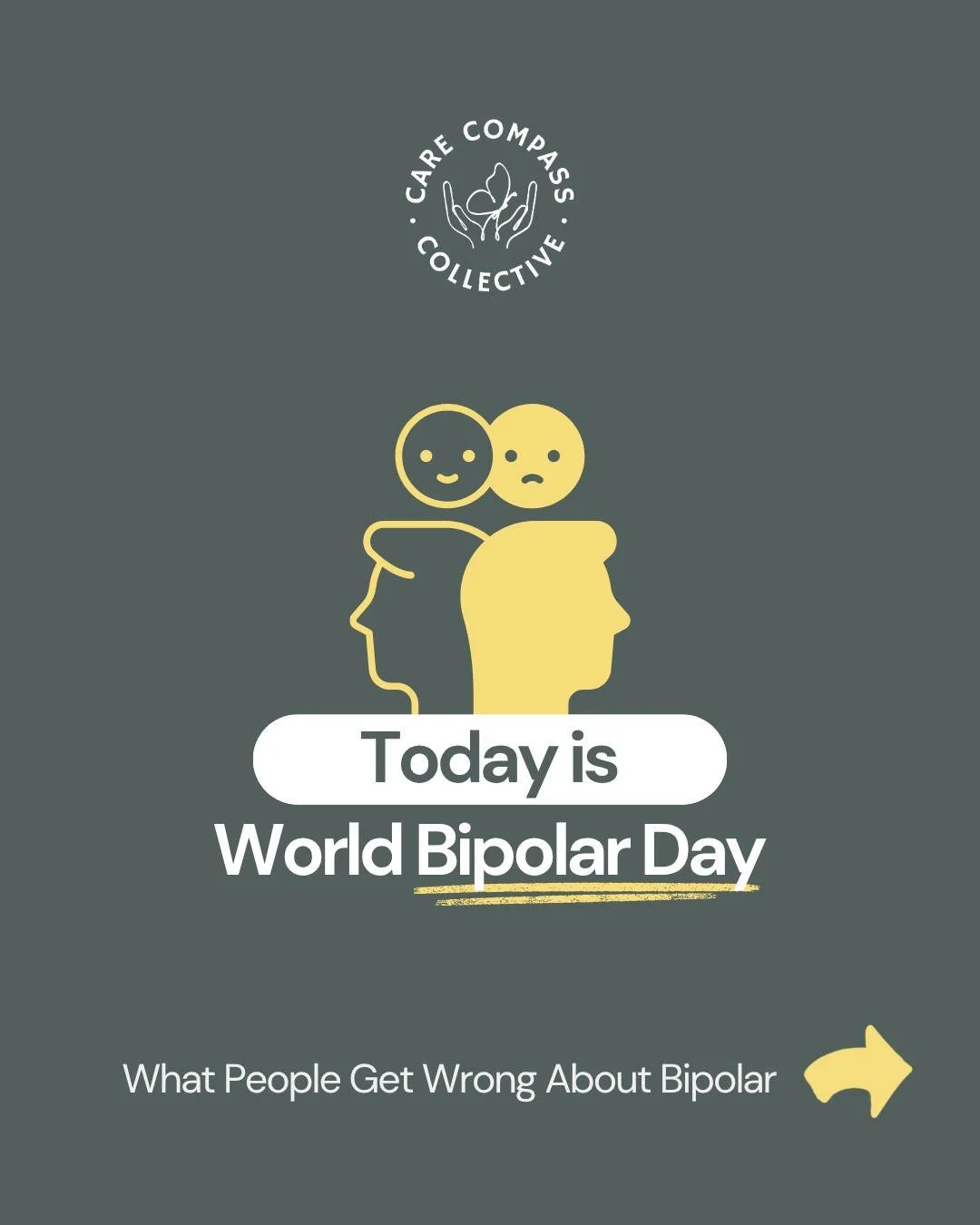 Bipolar is often misunderstood.

Real understanding starts with listening, not labelling.

Small shifts in how we speak and support can make a big difference. 🤍

 #WorldBipolarDay #NDIS #PsychosocialSupport #CareCompassCollective