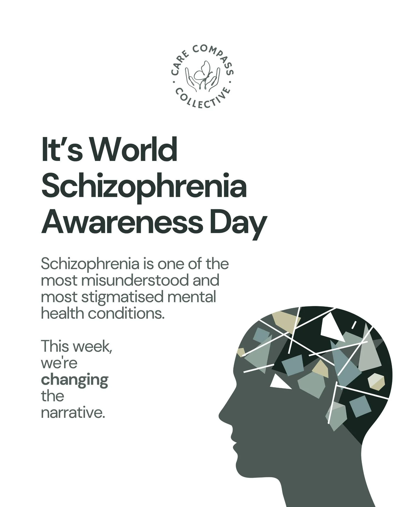Schizophrenia is one of the most misunderstood conditions in the world. 

Today we choose understanding over fear. 🤍

 #PsychosocialSupport #NDIS