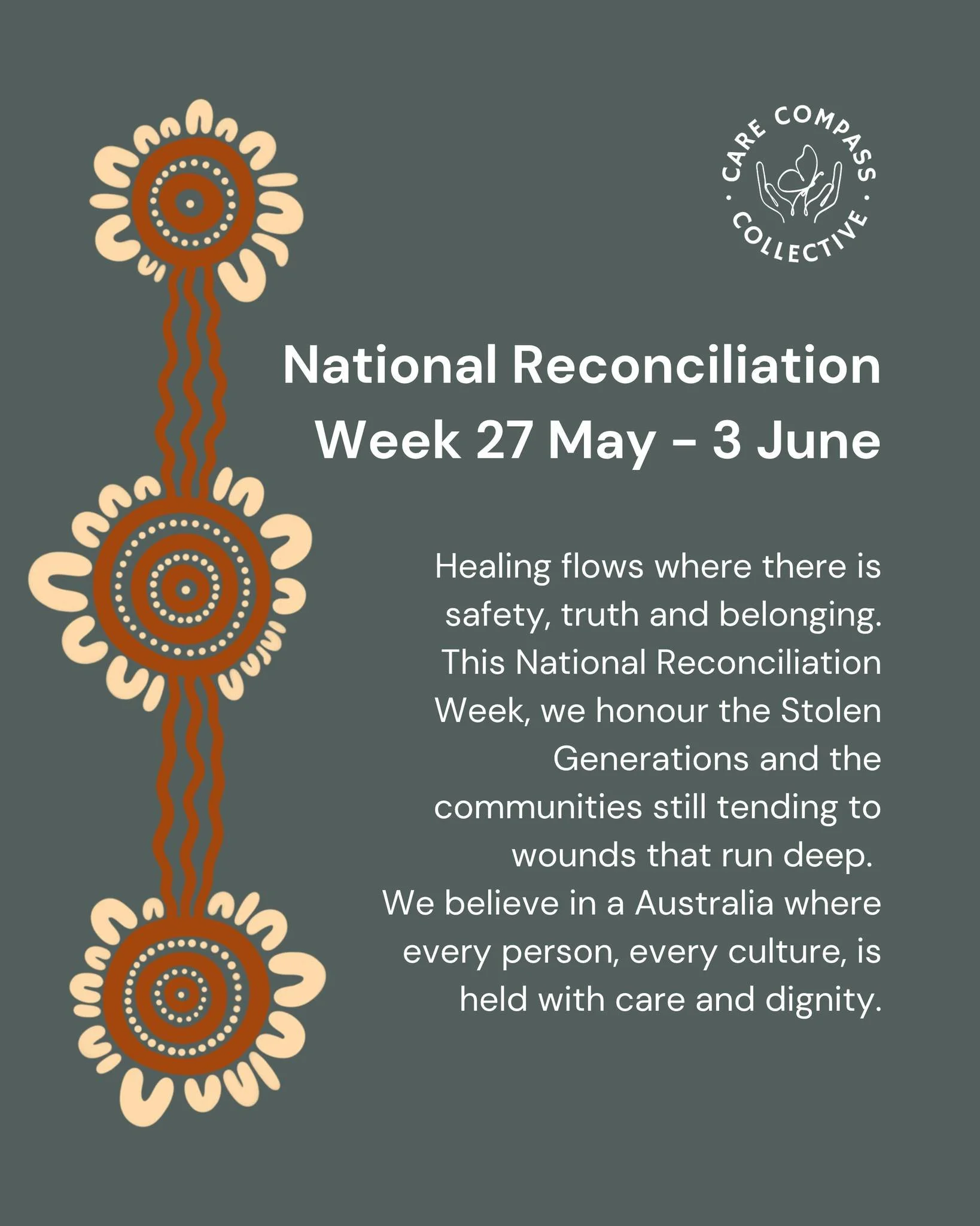 Reconciliation and healing walk the same path. One cannot happen without the other.

 This National Reconciliation Week, we honour the journey, the listening, the learning, and the slow, tender work of coming back together. 🤍

#nationalreconciliatio
