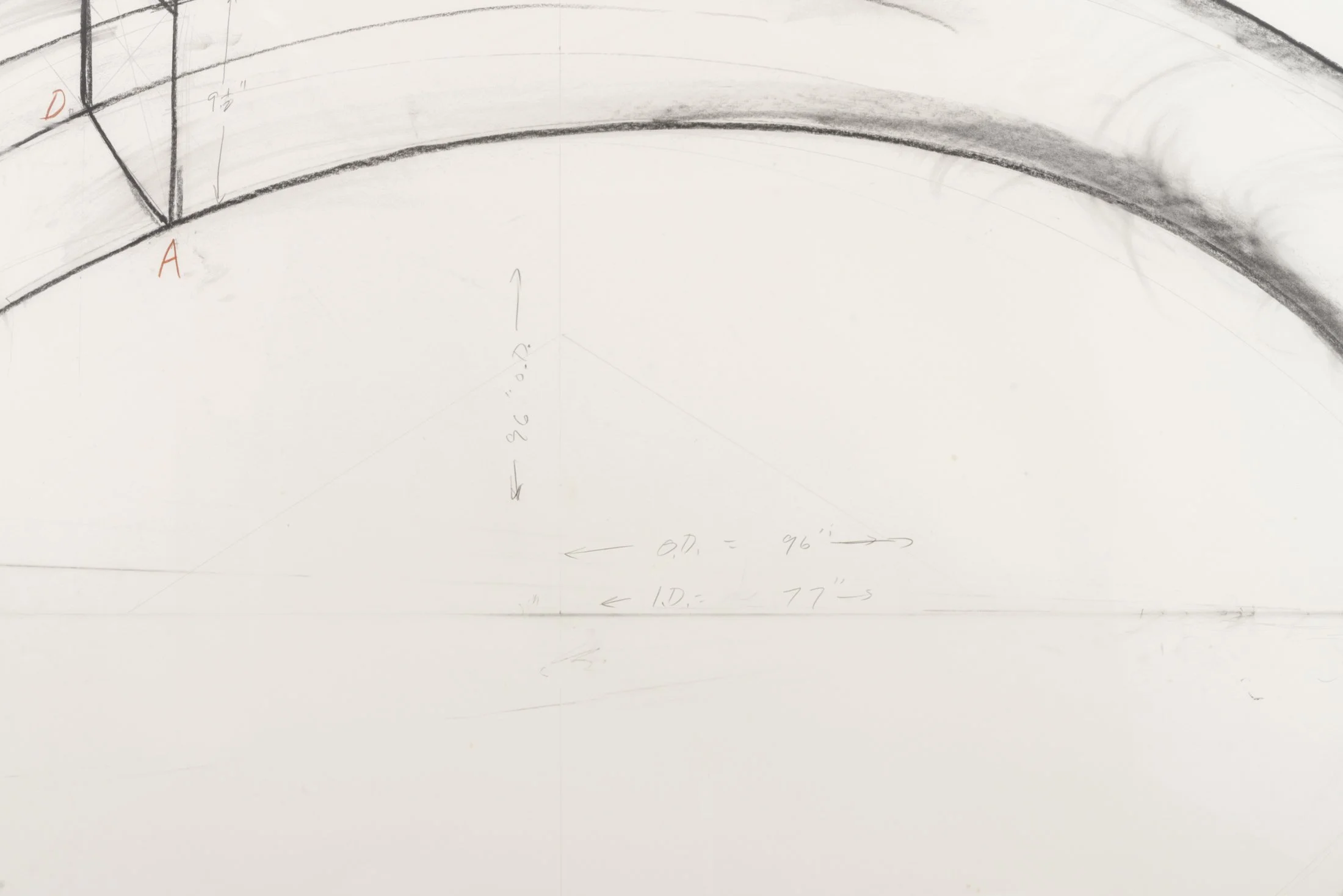 Bruce Nauman,
Untitled (Study for Sculpture),
1983,
Pencil, ink, charcoal, crayon, masking tape, and collage,
179.1 x 203.2 cm / (70½ x 80 in)