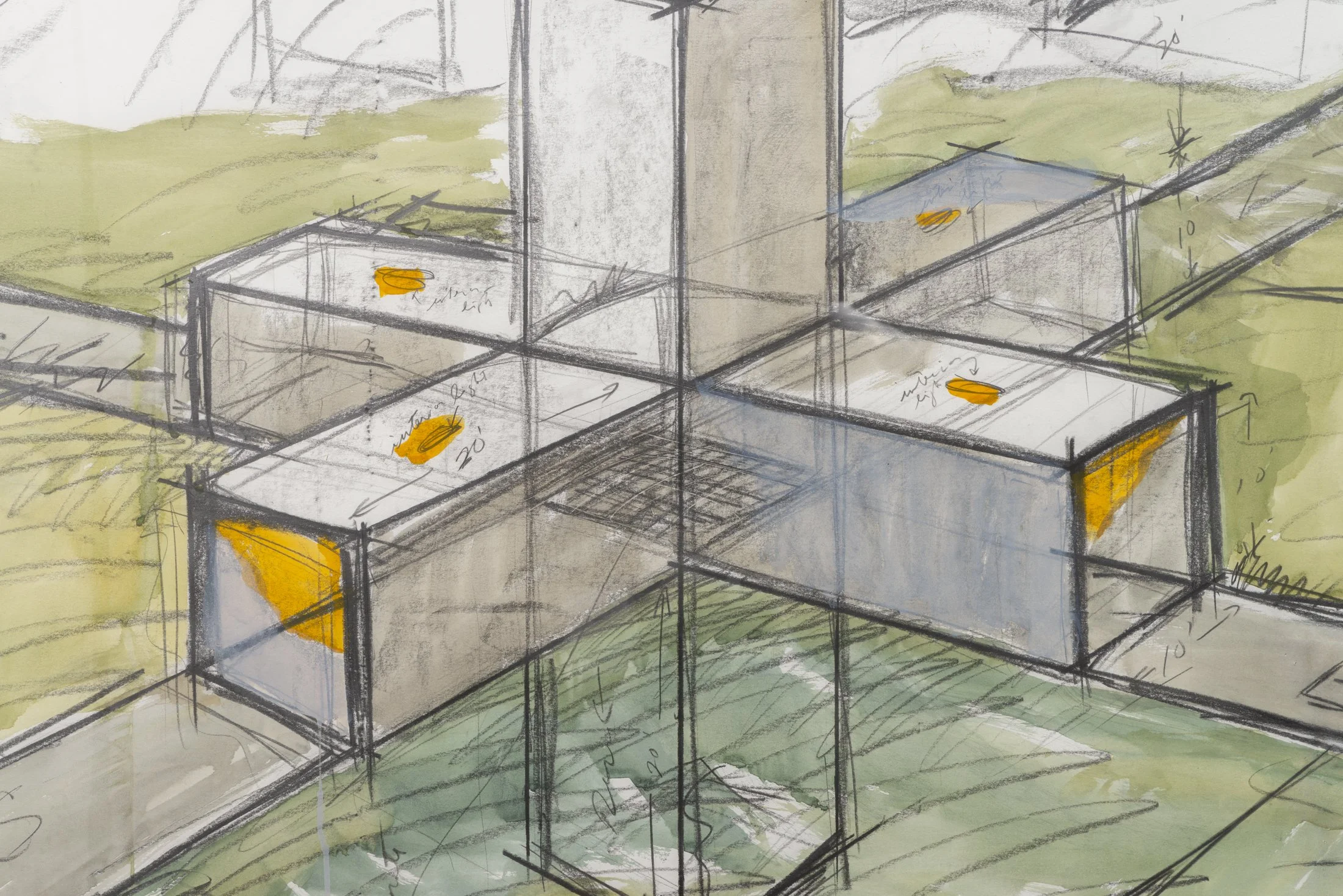 Bruce Nauman,
4 Directions In & Out,
1985,
Mixed Media on paper,
95.3 x 127 cm / (37½ x 50 in)