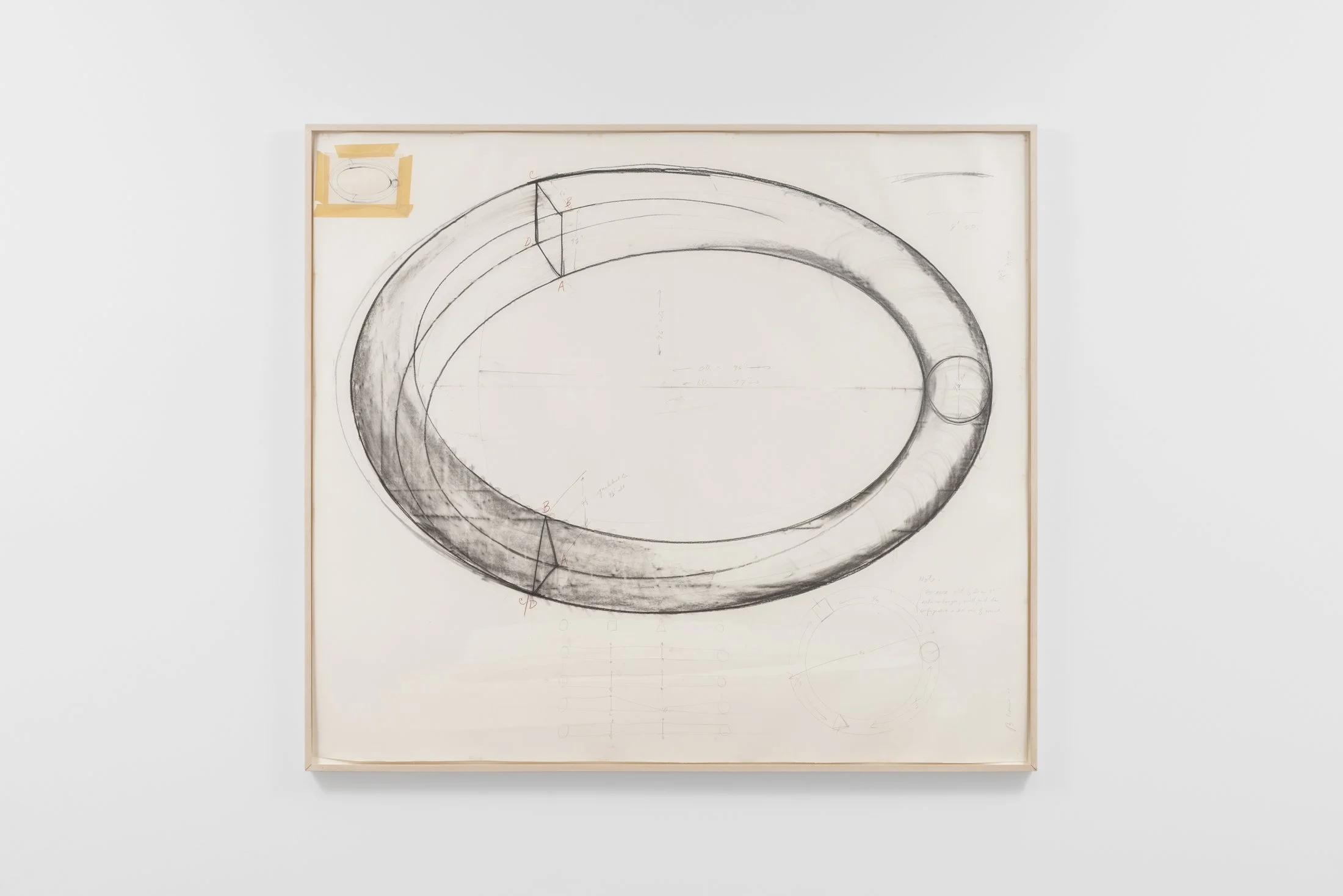 Bruce Nauman,
Untitled (Study for Sculpture),
1983,
Pencil, ink, charcoal, crayon, masking tape, and collage,
179.1 x 203.2 cm / (70½ x 80 in)