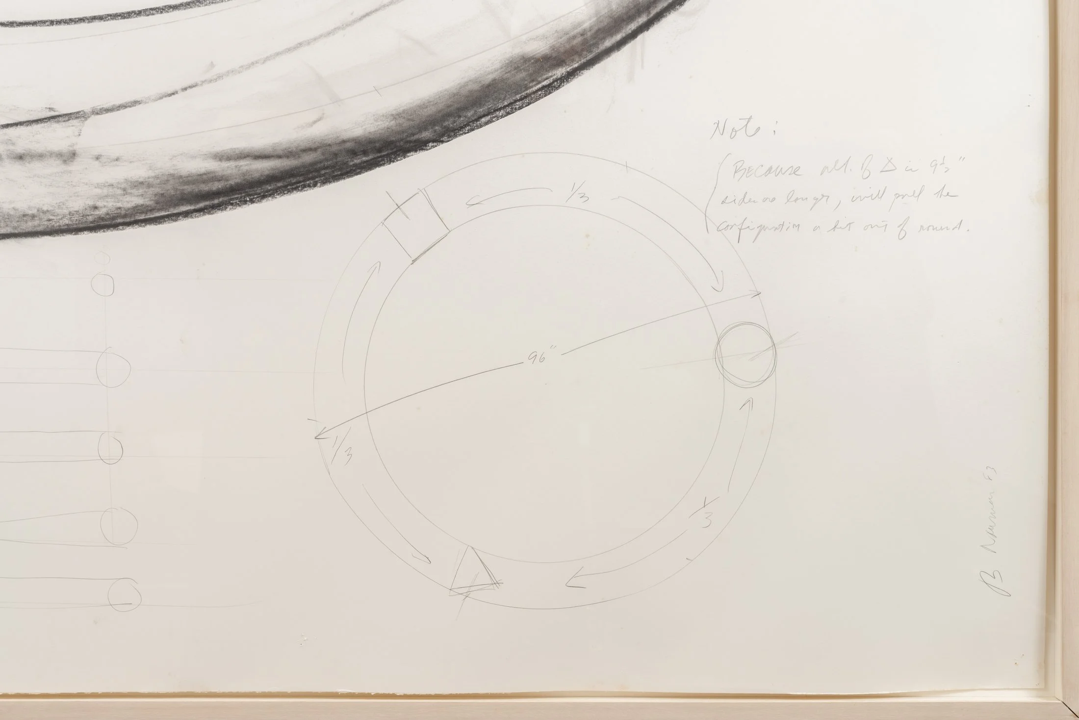 Bruce Nauman,
Untitled (Study for Sculpture),
1983,
Pencil, ink, charcoal, crayon, masking tape, and collage,
179.1 x 203.2 cm / (70½ x 80 in)