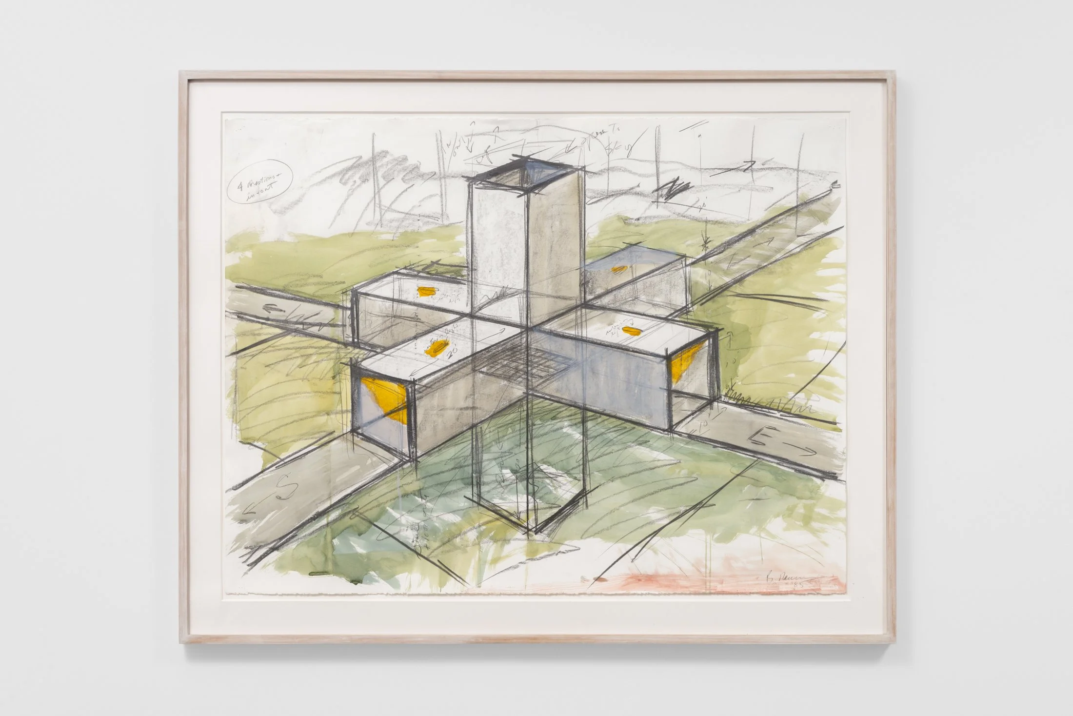 Bruce Nauman,
4 Directions In & Out,
1985,
Mixed Media on paper,
95.3 x 127 cm / (37½ x 50 in)