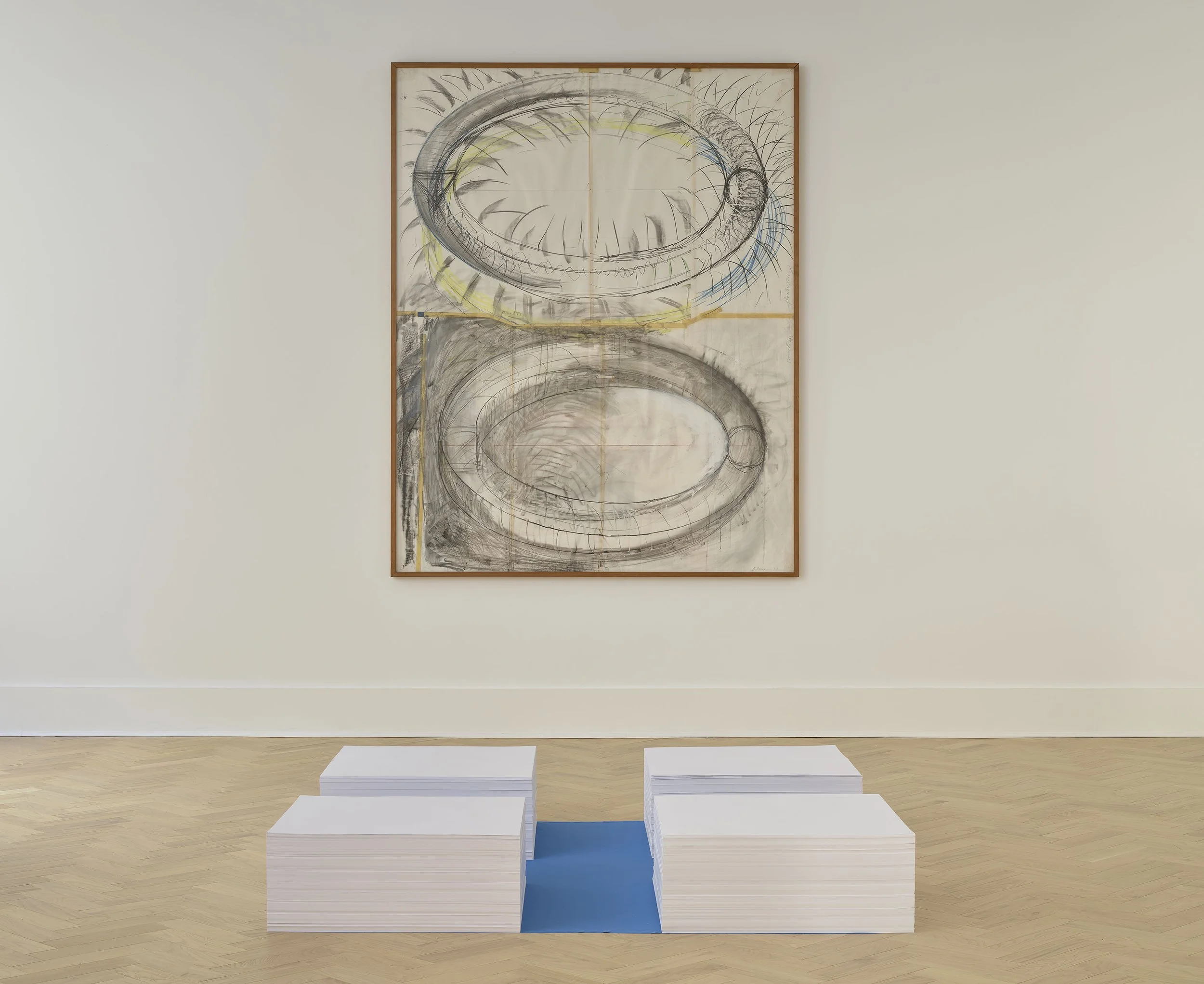 Felix Gonzalez-Torres,
Untitled (Blue Cross),
1990,
Blue fabric and paper, endless copies
9 inches at ideal height x 59 x 59 inches overall / Paper: Four parts: 9 inches at ideal height x
23 x 23 inches (original paper size) each,
Cat Rais / Artist R