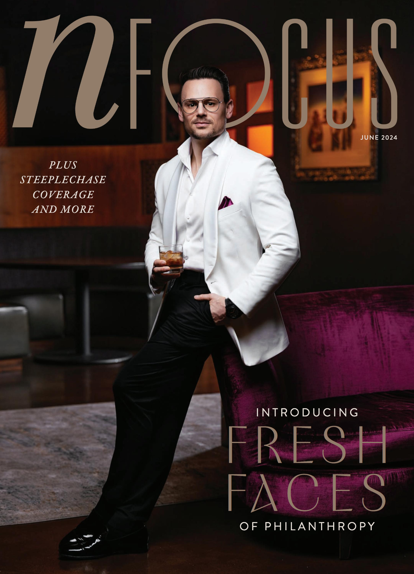 A sophisticated portrait capturing the essence of leadership and philanthropy for Nfocus Magazine. The clean, classic aesthetic paired with a confident pose creates a timeless, editorial look. Nashville Commercial Photographer delivering compelling,