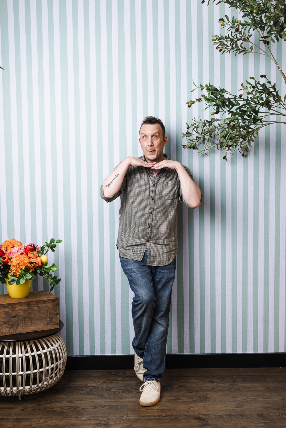 Behind the scenes at Fairlane Hotel striped wallpaper set, Nashville