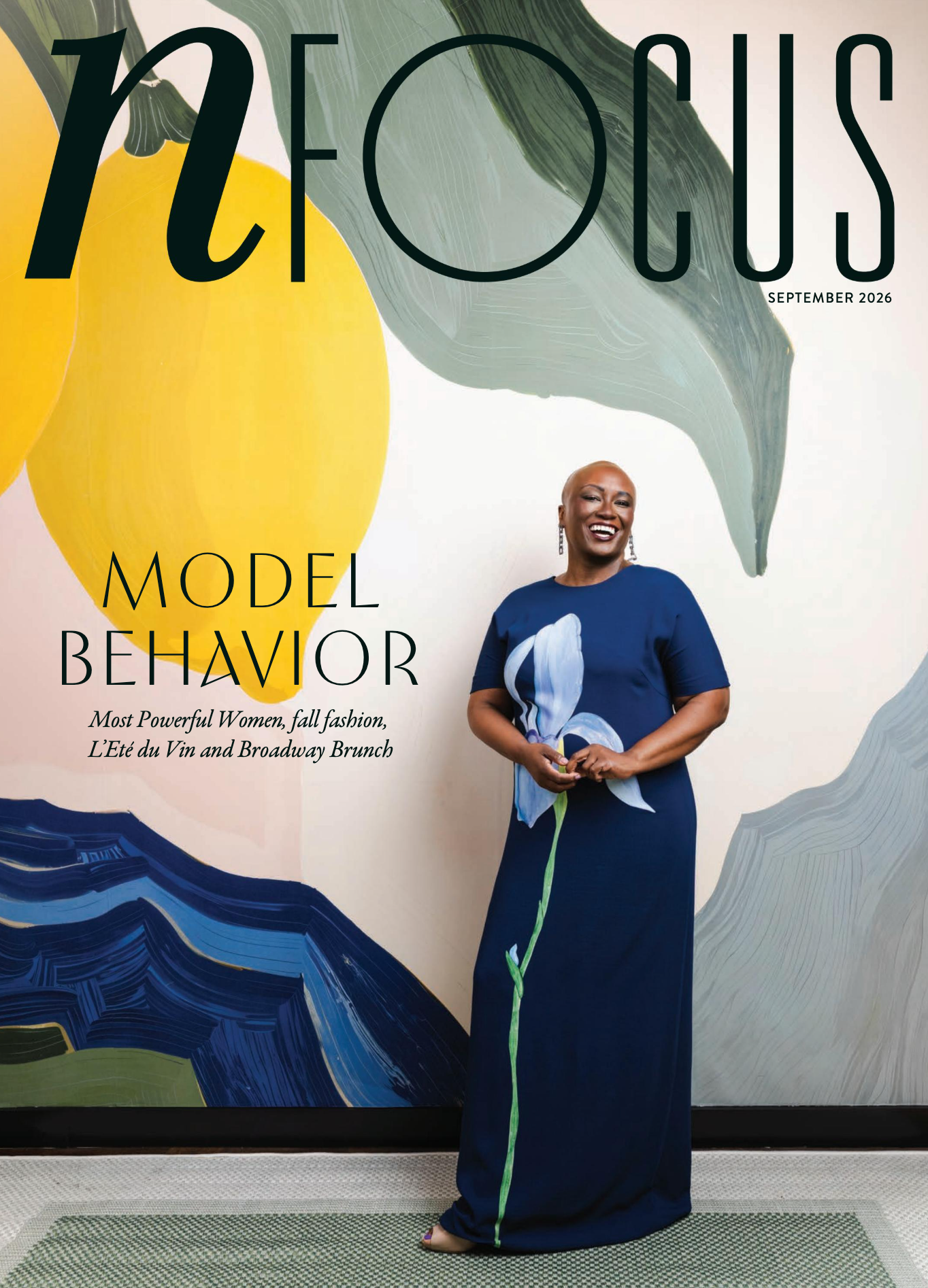 nFocus Magazine September 2026 cover featuring Ciona Rouse for the Model Behavior issue, photographed by Tausha Dickinson in front of a citrus mural in Nashville.