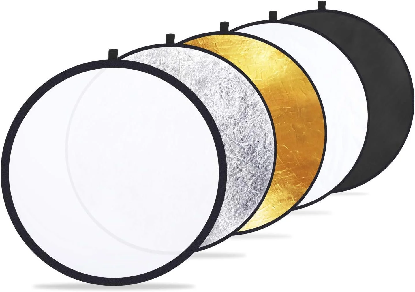 5-in-1 collapsible reflector for shaping and controlling light in mid-range photography setups.