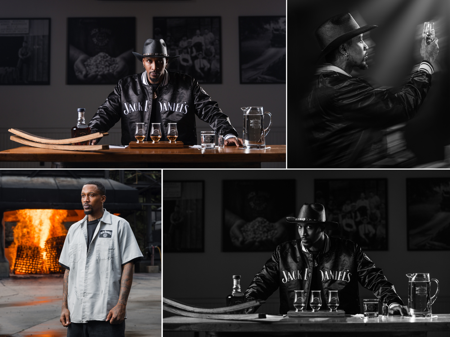 Jack Daniel's x Brandon Jennings exclusive barrel pick campaign photography at the historic Lynchburg distillery by Nashville commercial photographer Tausha Dickinson