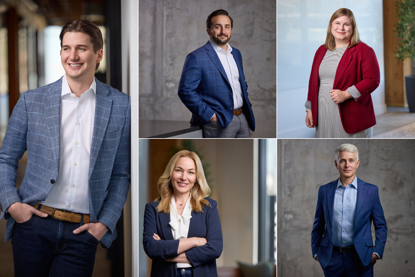 Professional headshots and team portraits of the Matter Health leadership team photographed in a modern office setting