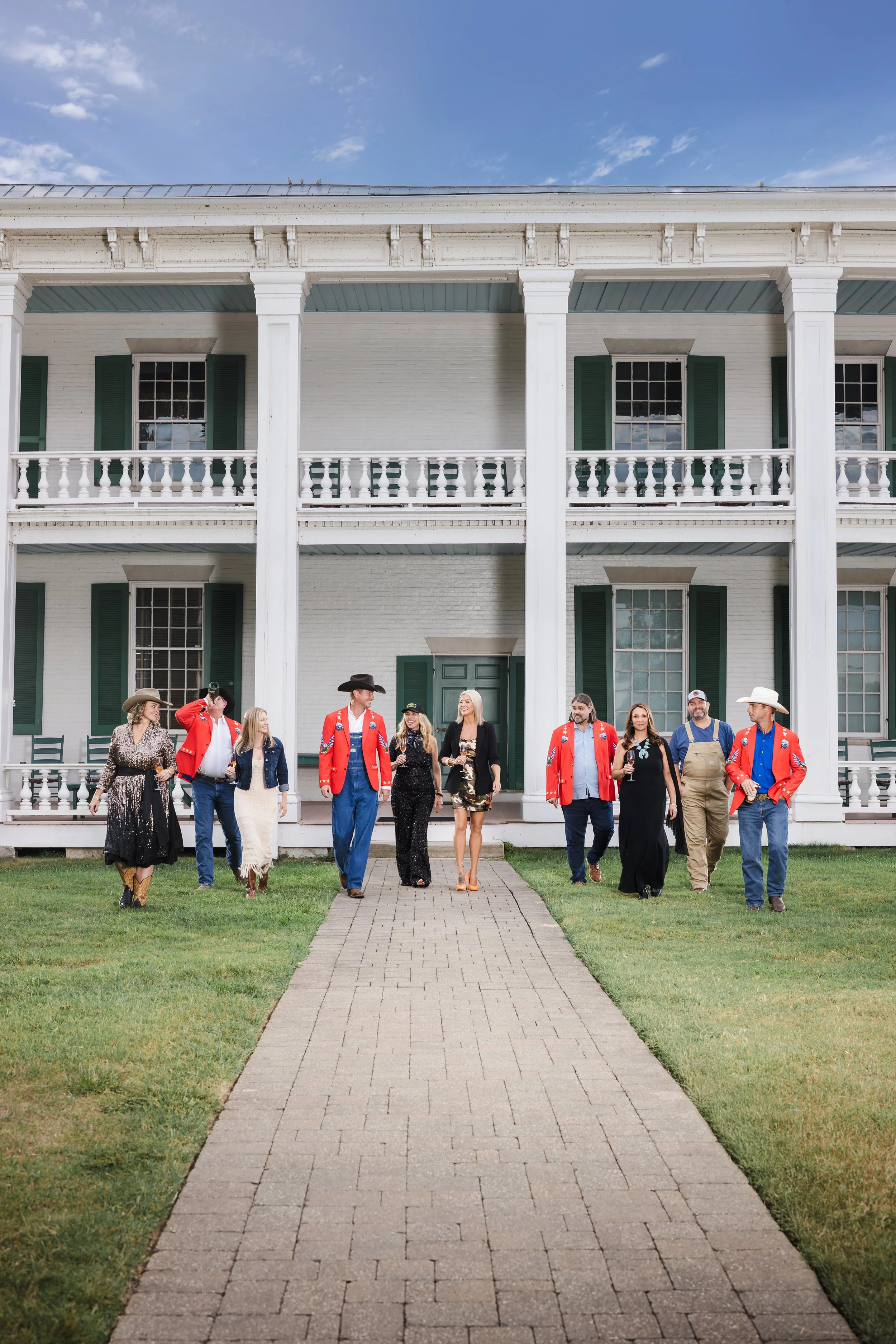 The Hog Ball crew walking toward the camera at Eastern Flank Battlefield Park in Franklin, TN. This dynamic editorial image was part of a lifestyle magazine shoot by Nashville photographer Tausha Dickinson for YOUR WILLIAMSON.
