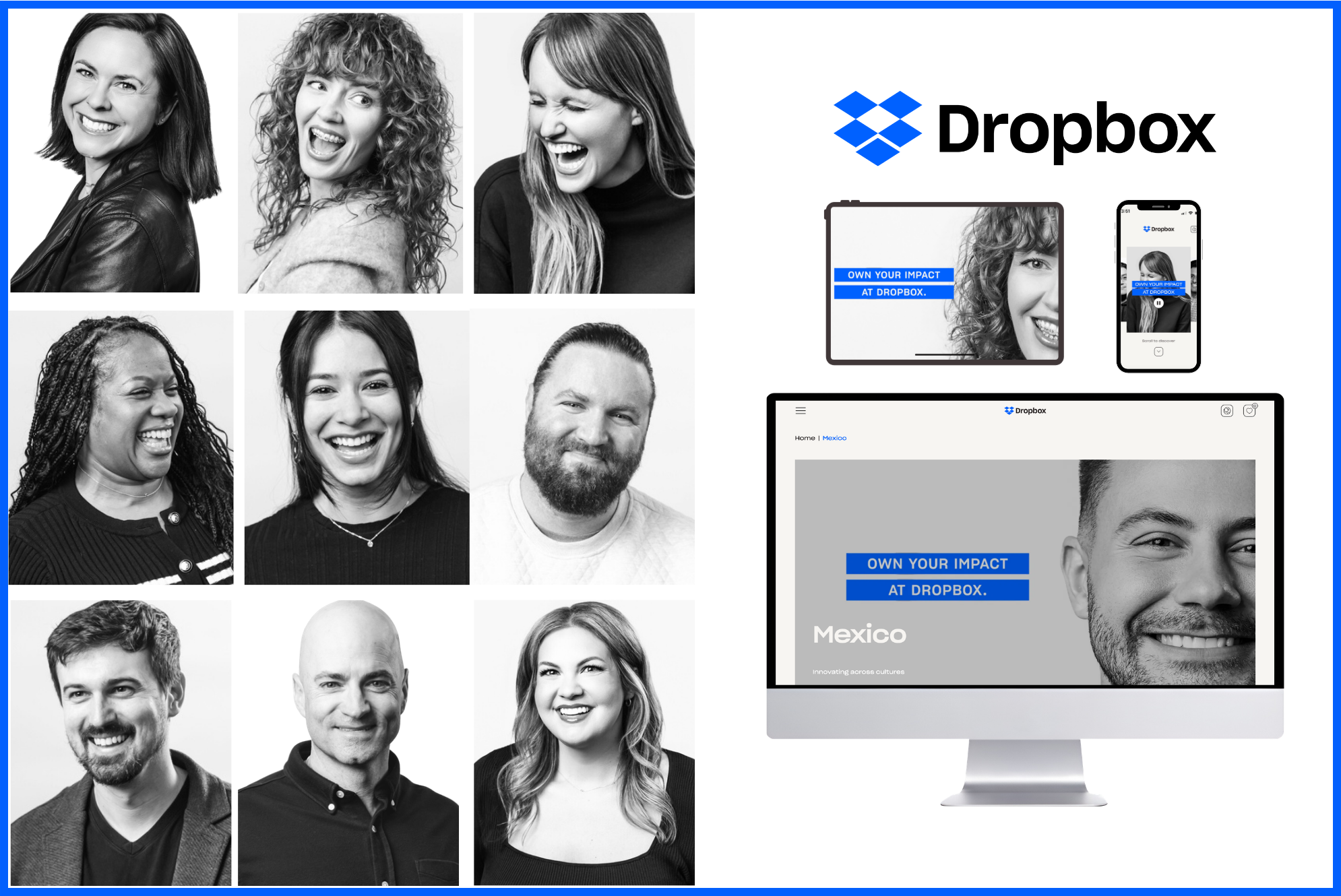 Employee headshots photographed for Dropbox recruitment campaign by Nashville commercial photographer Tausha Dickinson