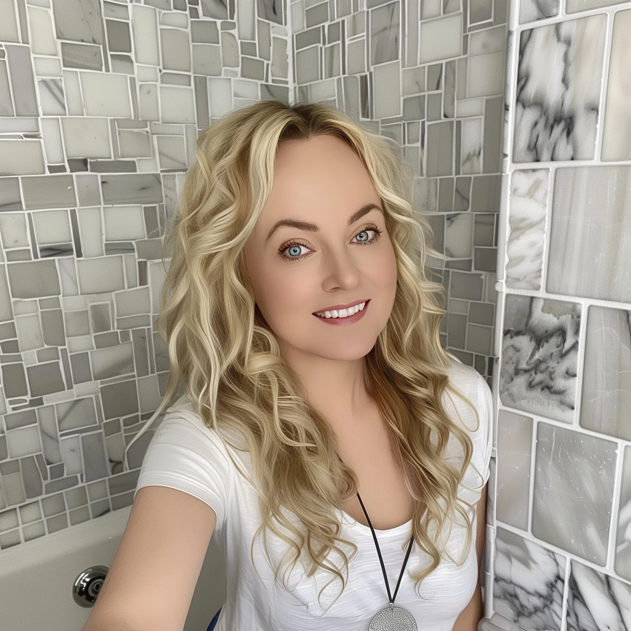 AI-generated example of over-filtered LinkedIn headshot mistake: unnatural smooth skin and glowing eyes