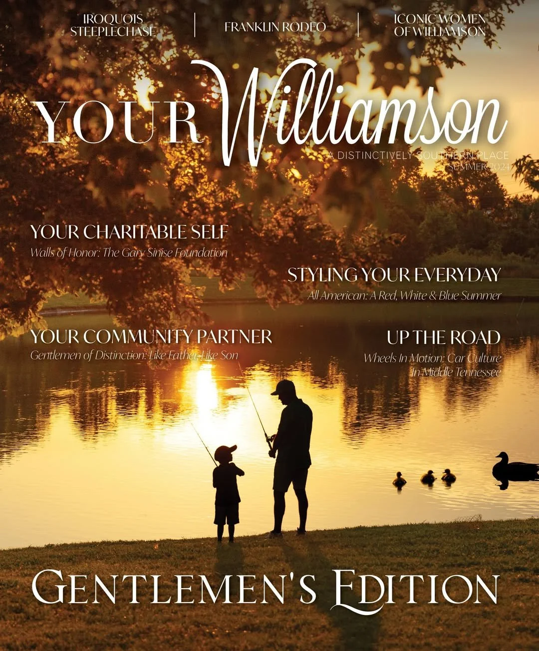 A serene father-son moment captured during golden hour for Your Williamson’s Gentlemen's Edition. The warm hues and natural reflections create a timeless, nostalgic feel. Nashville Photographer with a talent for authentic lifestyle imagery and storyt