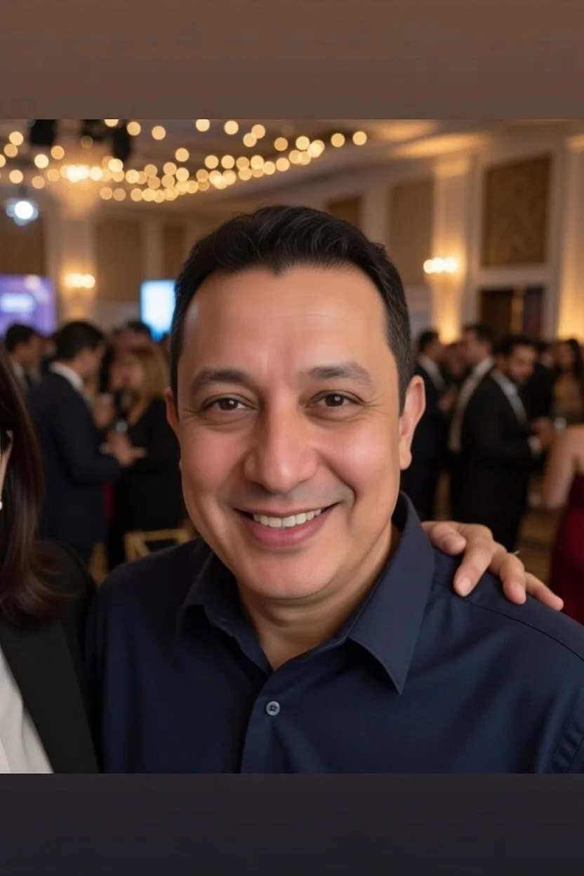 AI-generated example of common LinkedIn headshot mistake: group photo crop with extra hand visible