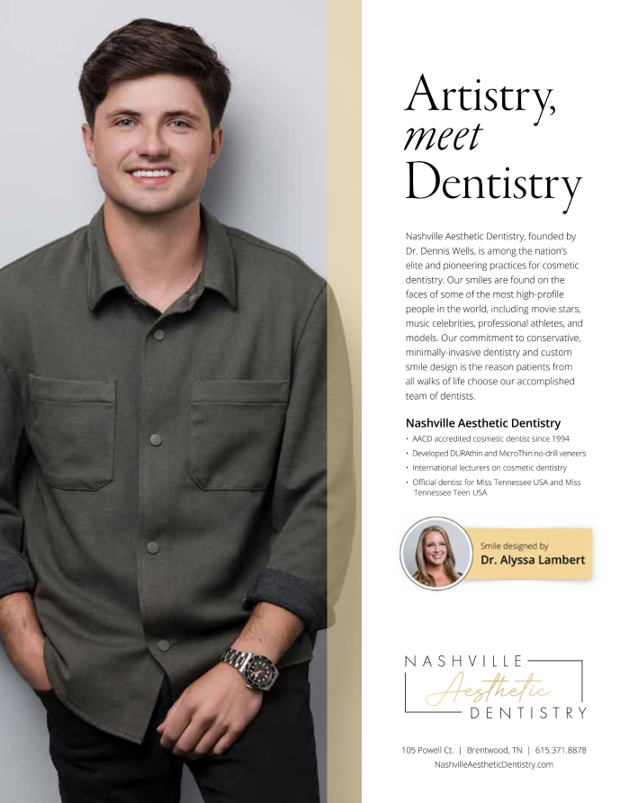 A modern branding portrait for Nashville Aesthetic Dentistry, capturing warmth and professionalism. Nashville Headshot Photographer creating high-quality images for marketing and editorial use.