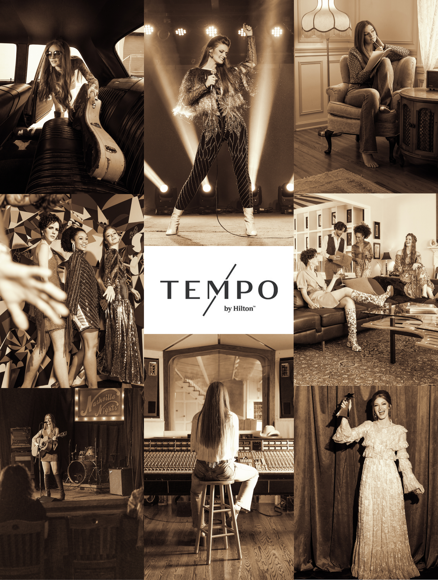 Mary Louise fictional character brand campaign for Tempo by Hilton Nashville launch