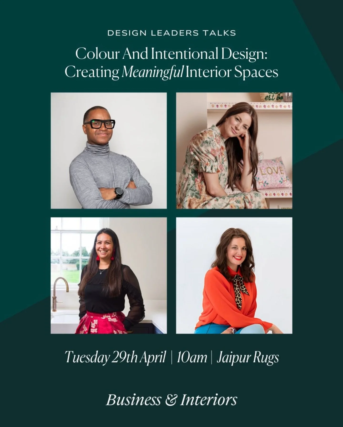 {DESIGN LEADERS TALK} Verity will be taking part in a panel discussion tomorrow with @businessandinteriors &ldquo;Colour &amp; Intentional Design - Creating Meaningful Interior Spaces.&rdquo;

Along with @rebecca.hughes.interiors @yes.colours, and mo