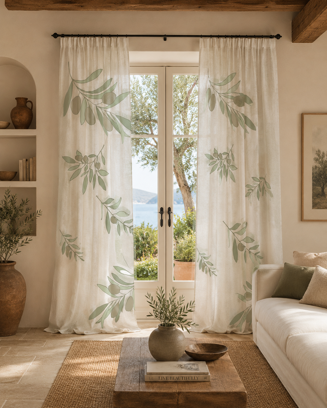 Olive Branch on Curtains