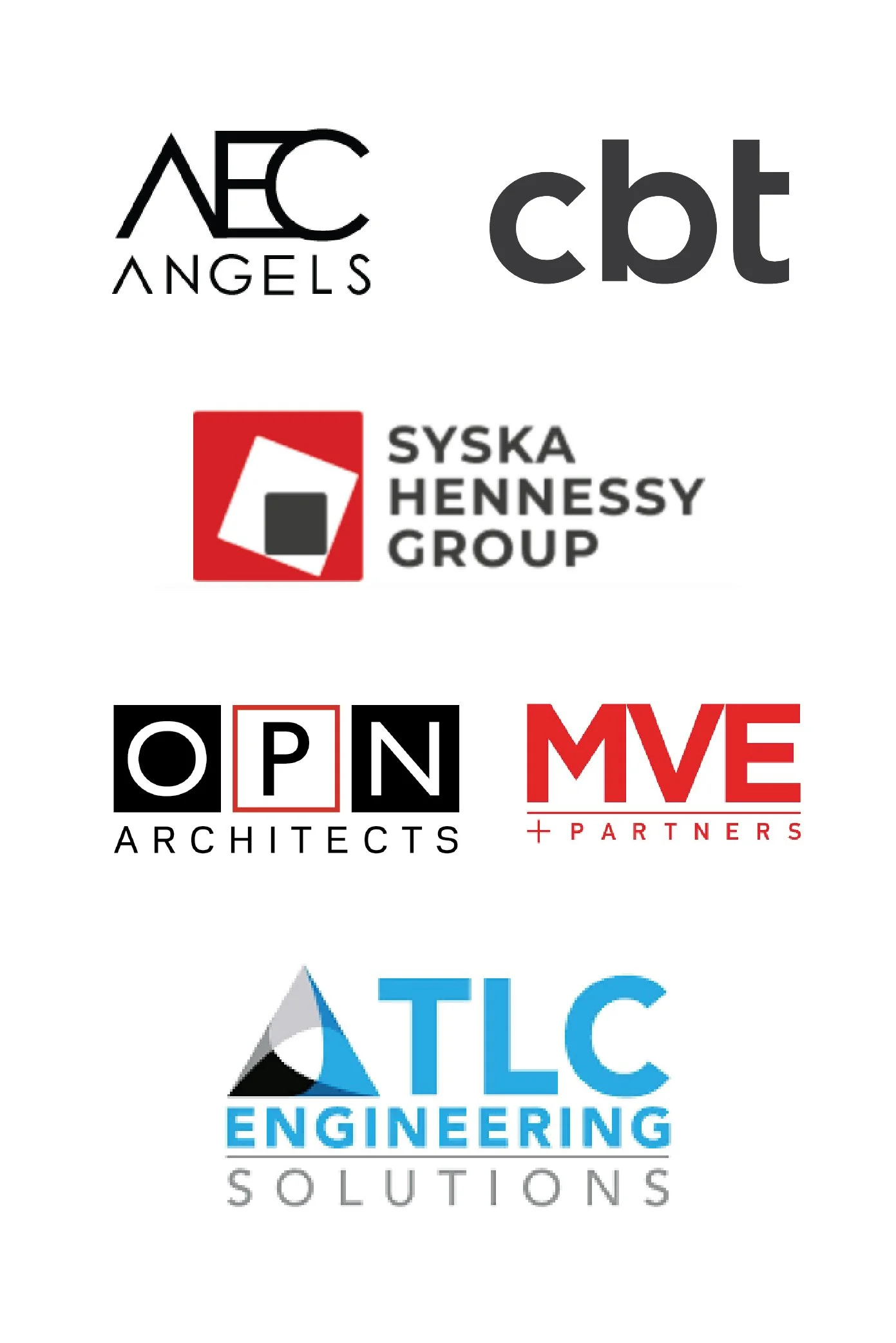 AEC Angels; Syska Hennesy Group; OPN Architects; MVE + Partners; TLC Engineering Solutions