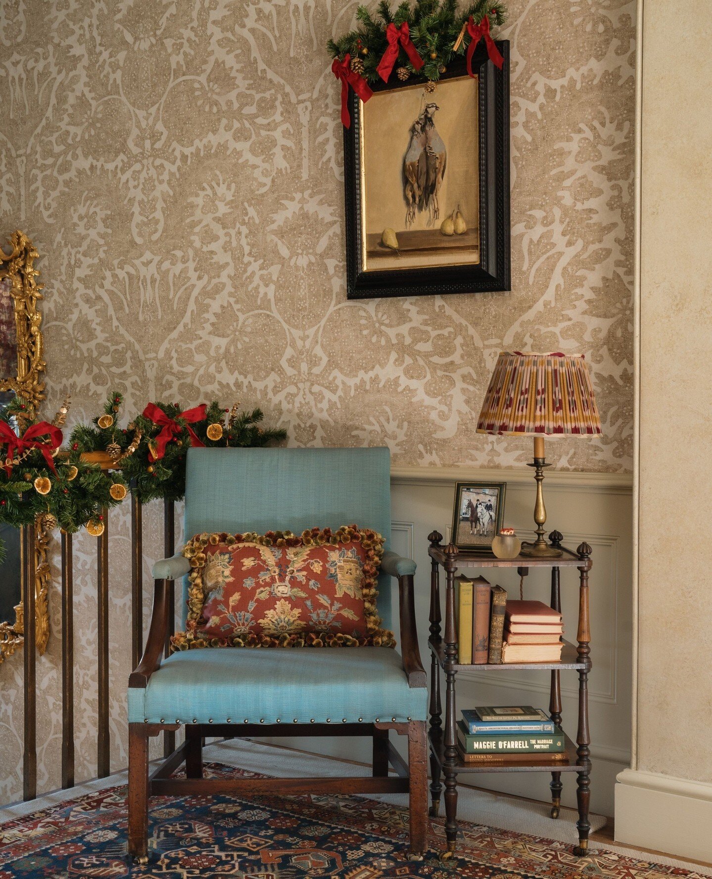 Merry Christmas from the OLPOL &amp; CO team 🎄⁠✨⁠
⁠
Photograph: Novella Stories @novellastories_⁠
Painting: Will Bryer ⁠@brambles_patch⁠
Wallpaper: Totty Lowther @tottylowtherdesigns⁠
Chair Fabric: Claremont @claremontfurnishing⁠
Cushion Fabric: Haz