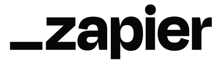 Black and white logo with the word 'Zapier' in bold letters.