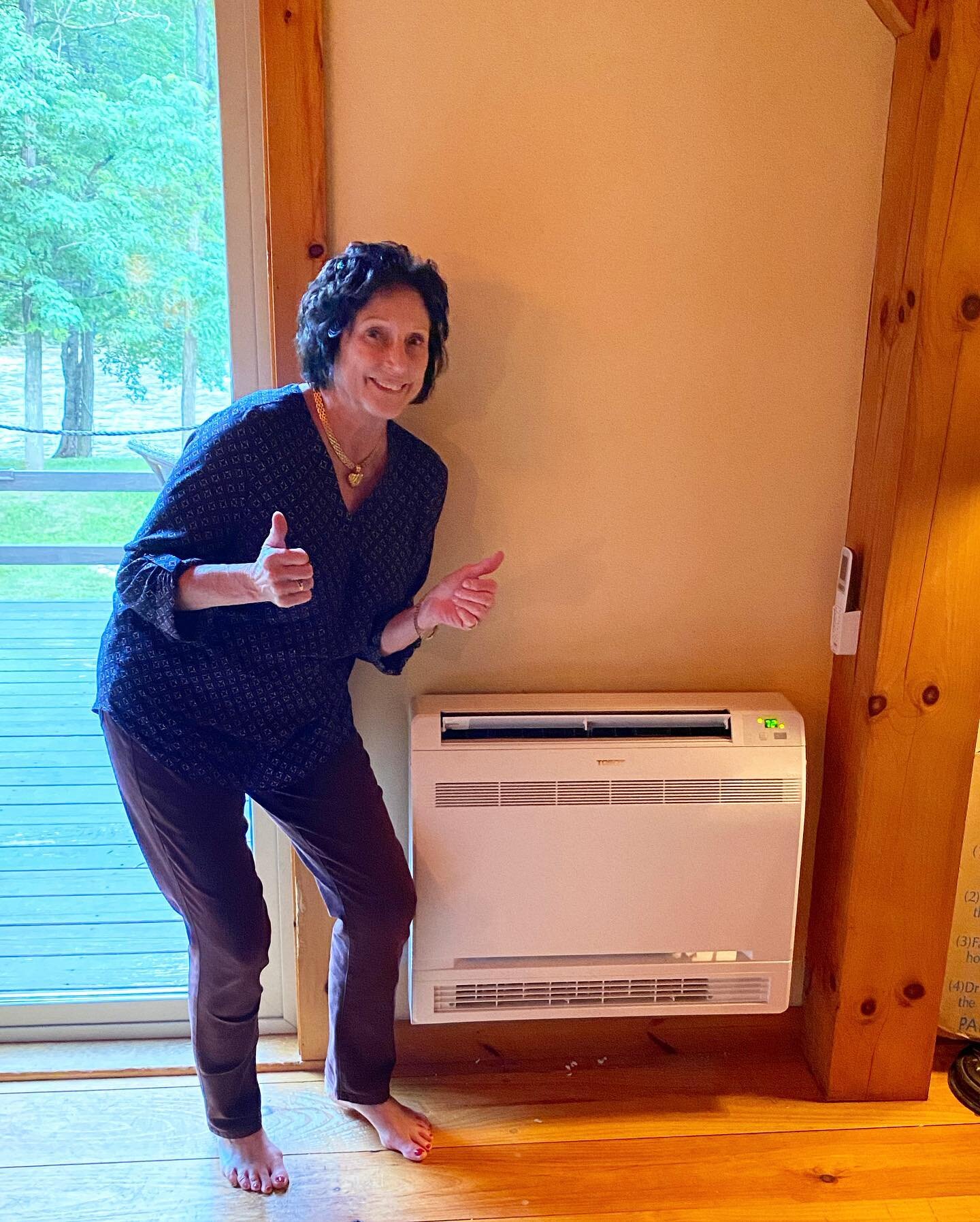 Here&rsquo;s a floor console unit we installed in Newfane! These units offer a more discreet/traditional heater look (although this one was installed for A/C!) and offer more flexibility in where the units can be installed.  #heatpump #greenenergy #m