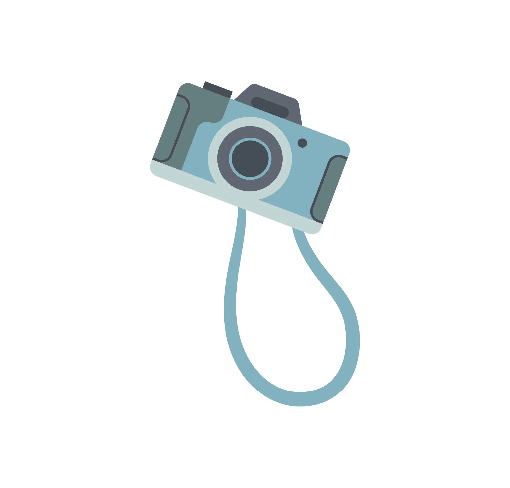 A digital illustration of a camera attached to a lanyard.