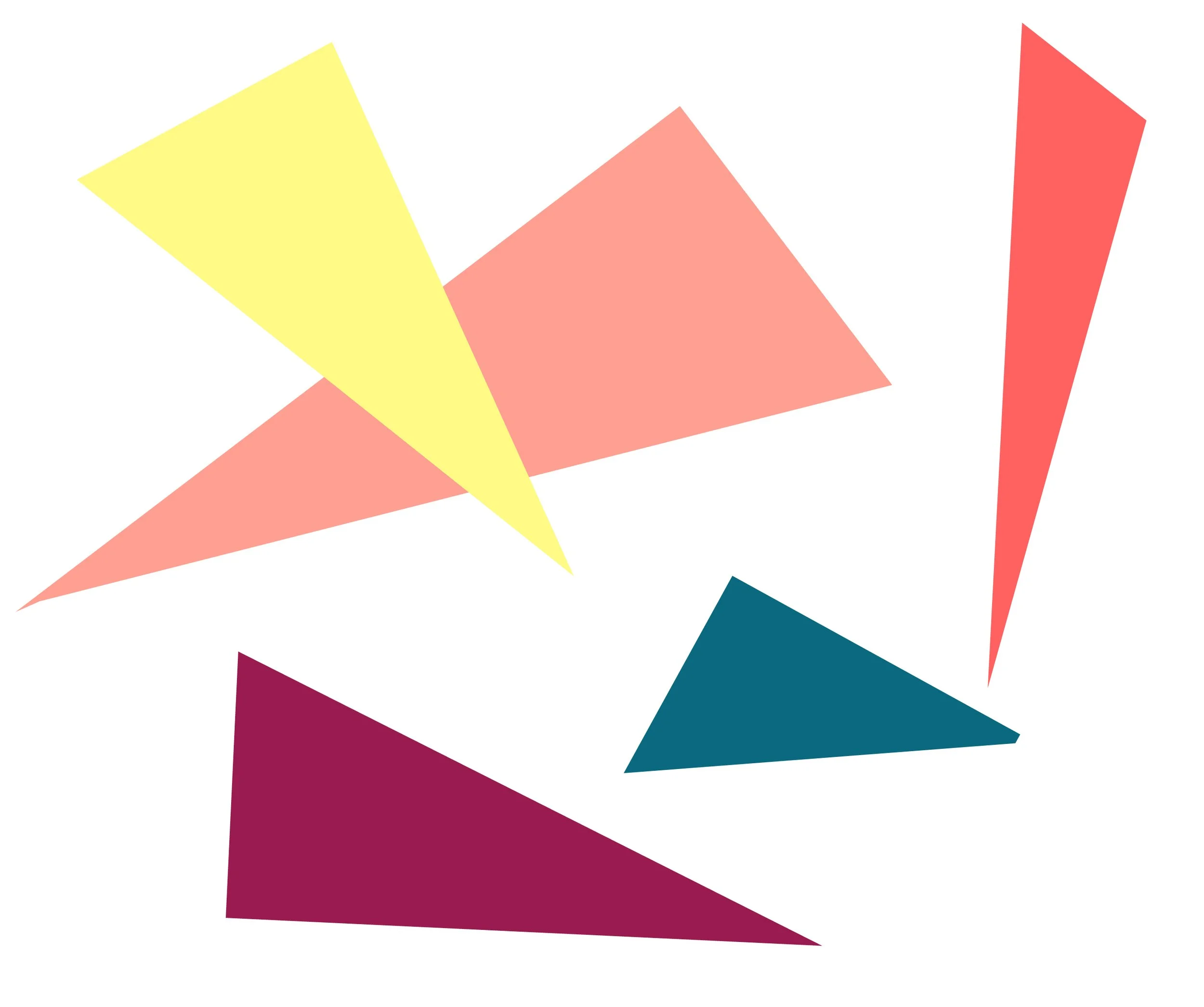 Colored abstract geometric shapes on a white background.