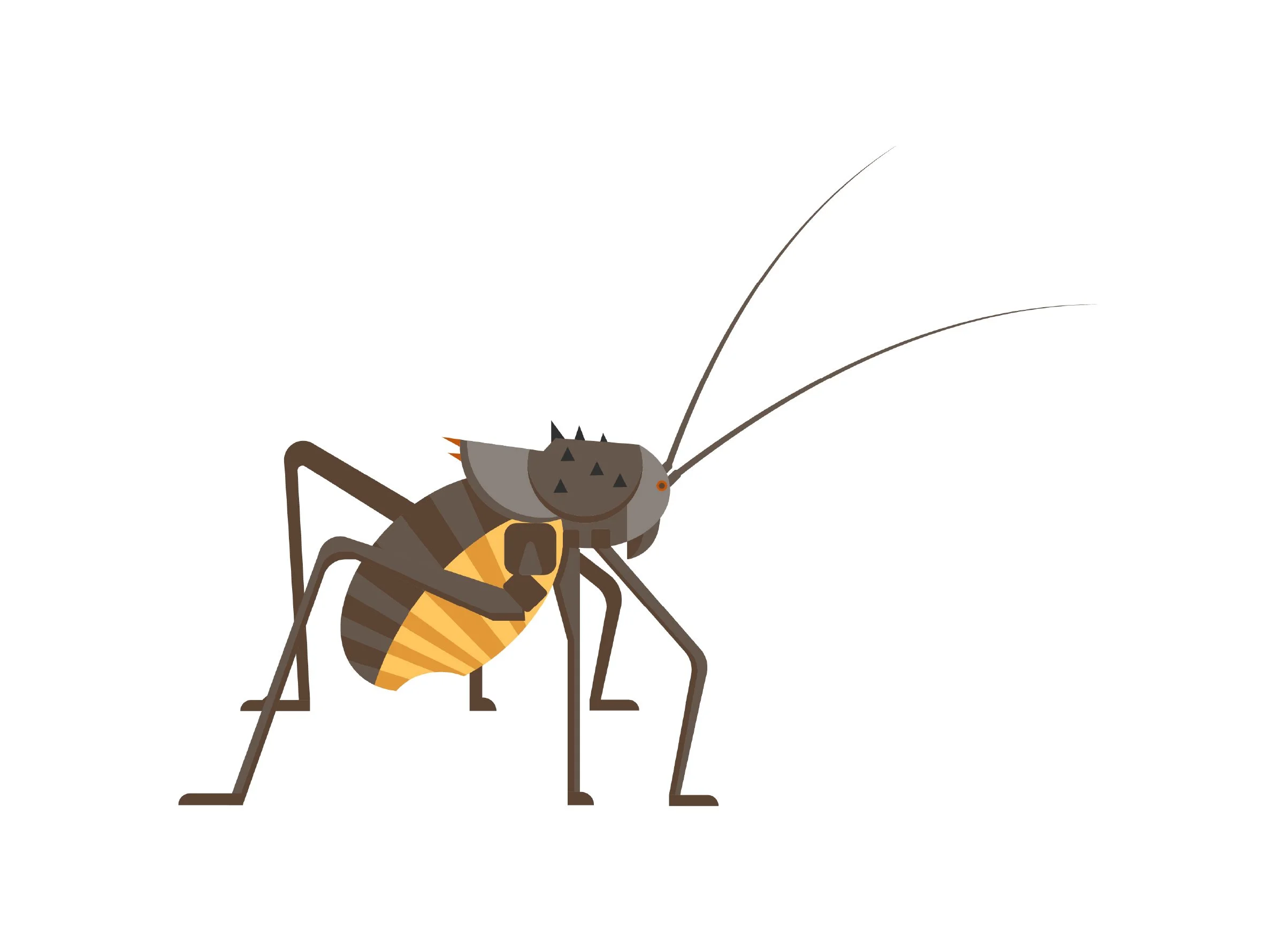 Illustration of a mosquito with a gray and brown body, long antennae, and black triangular patterns on its head, wings, and back.