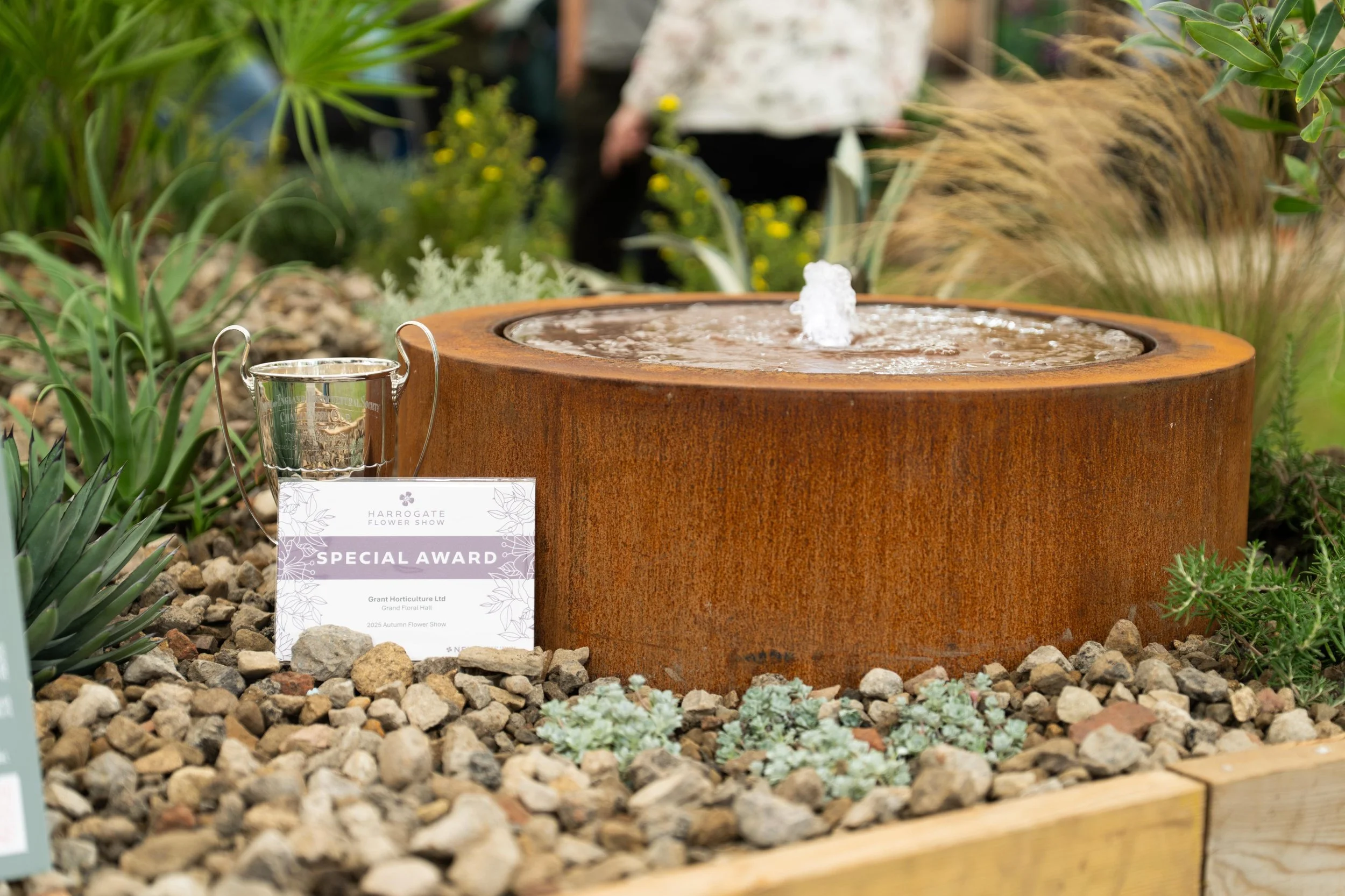 Award winning garden design studio Grant Horticulture win the Challenge Cup and a special award at the Harrogate Flower Show, Newby Hall