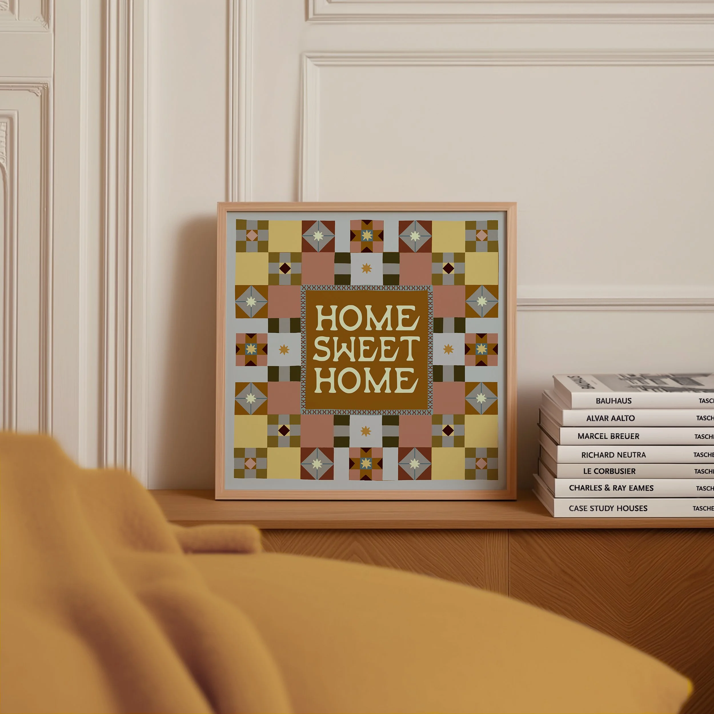 home sweet home print in living room.jpg