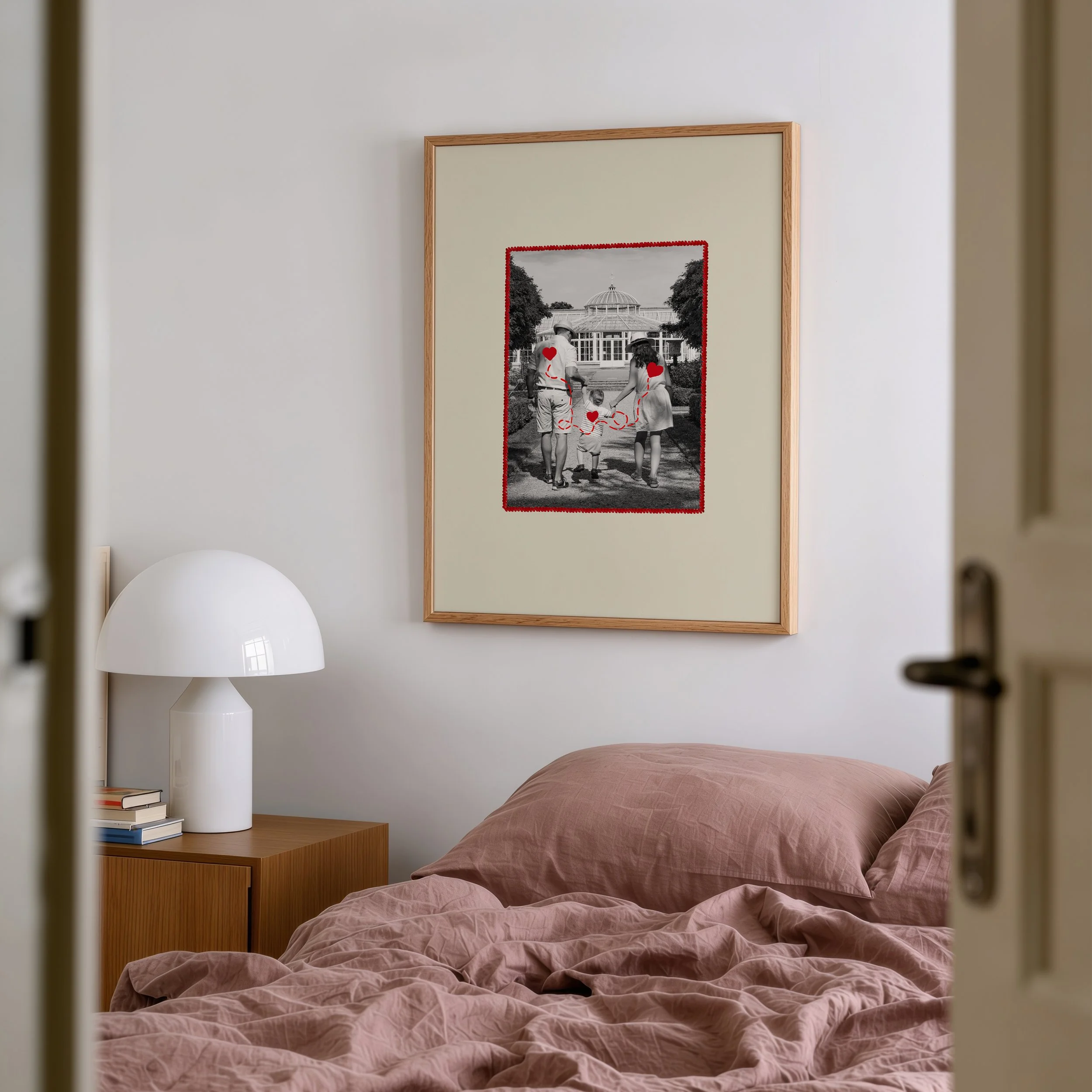red thread embroidered photo print in bedroom.jpg