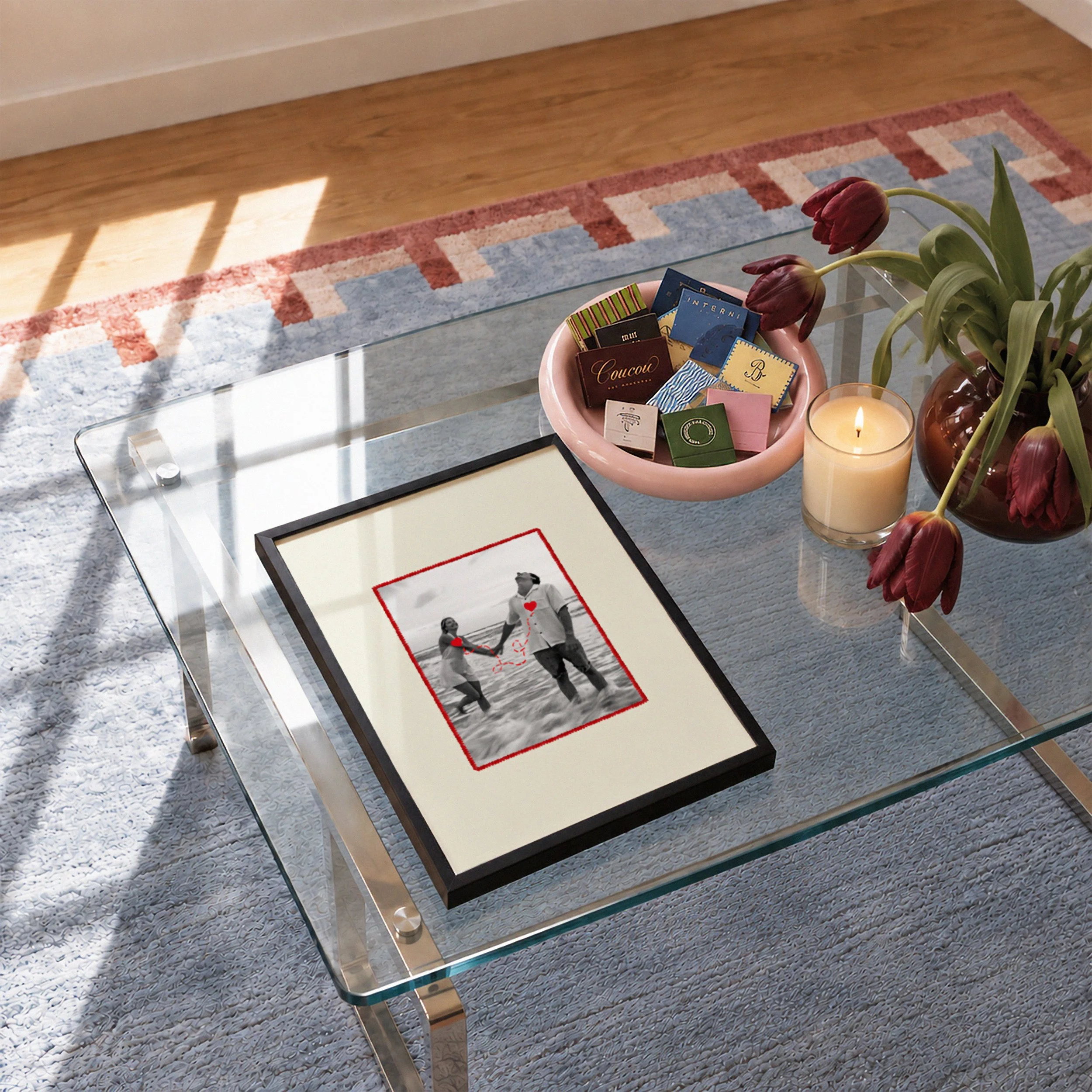 red thread embroidered photo print on glass coffee table.jpg