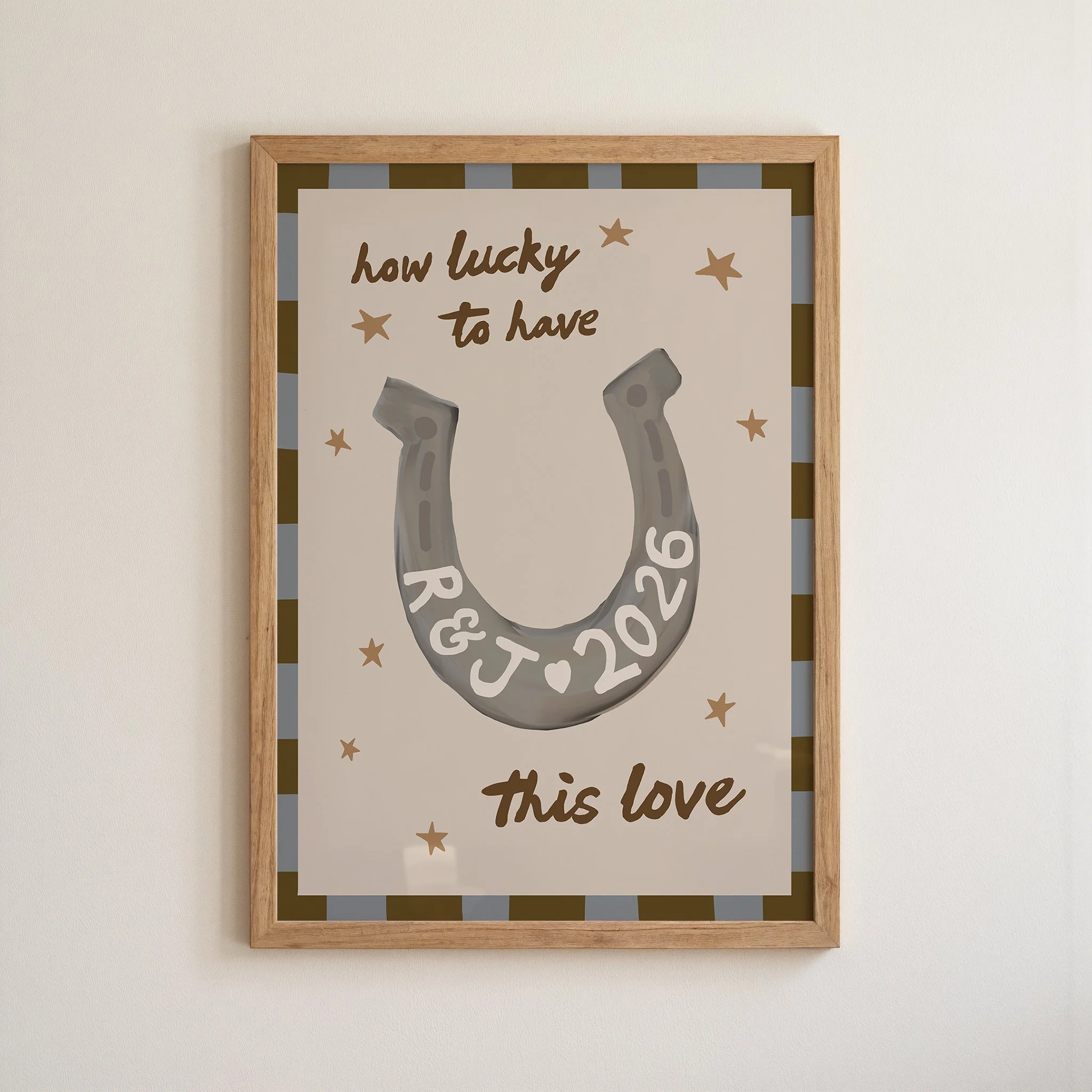 personalised illustrated horseshoe print for couples wedding gift.jpg
