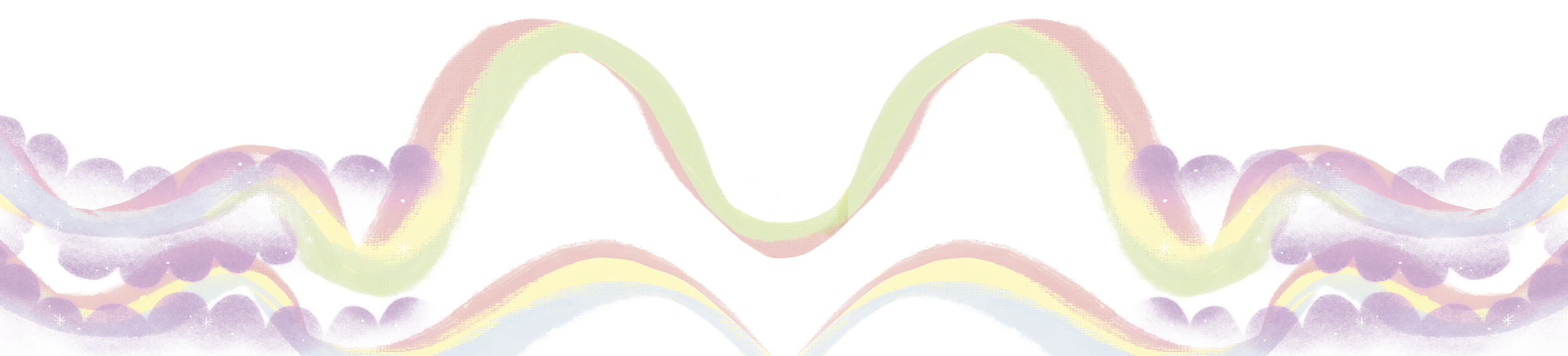 Abstract pastel-colored illustration with flowing lines, sparkles, and cloud-like shapes in shades of purple, yellow, green, and pink.