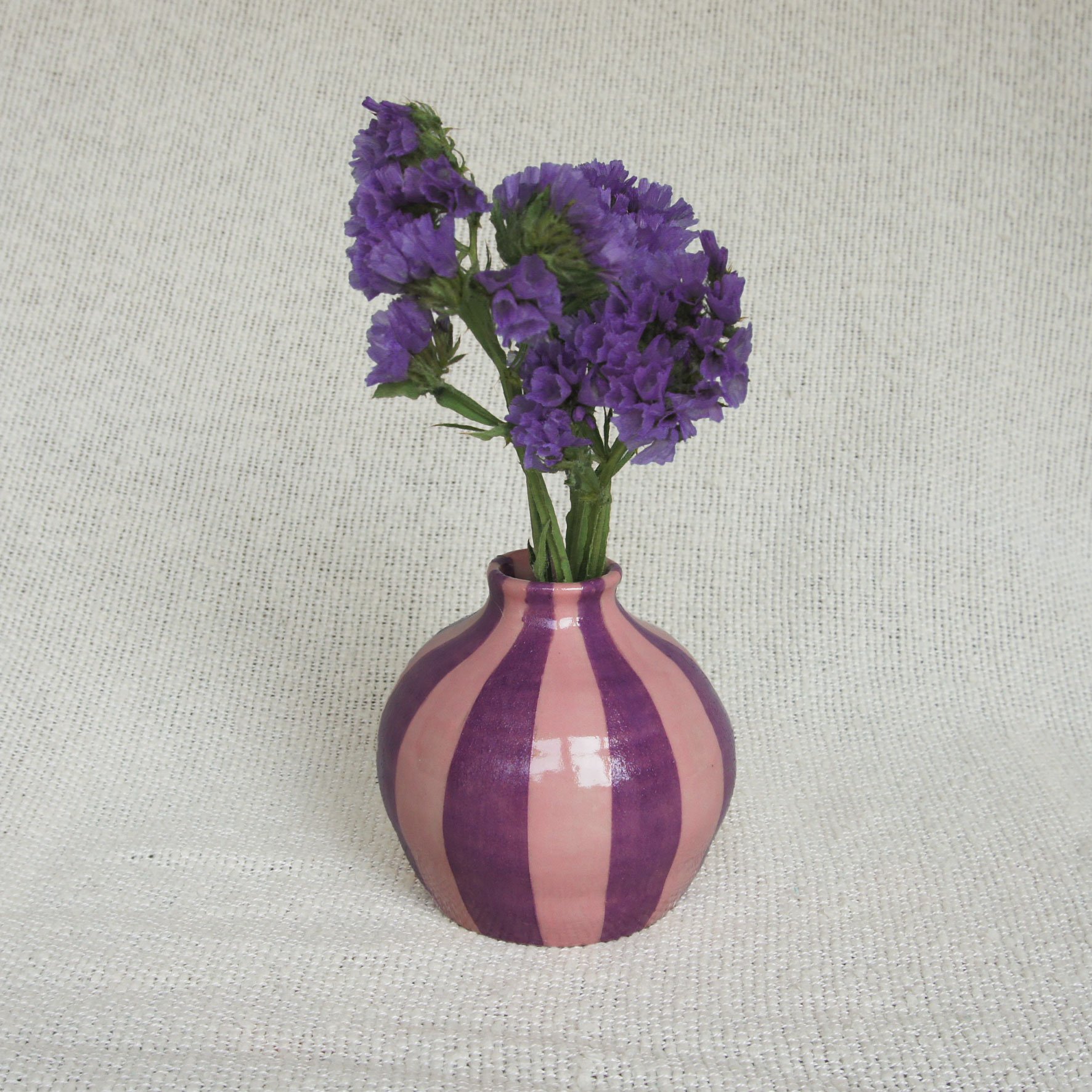 Purple and Pink Stripy Mini Vase