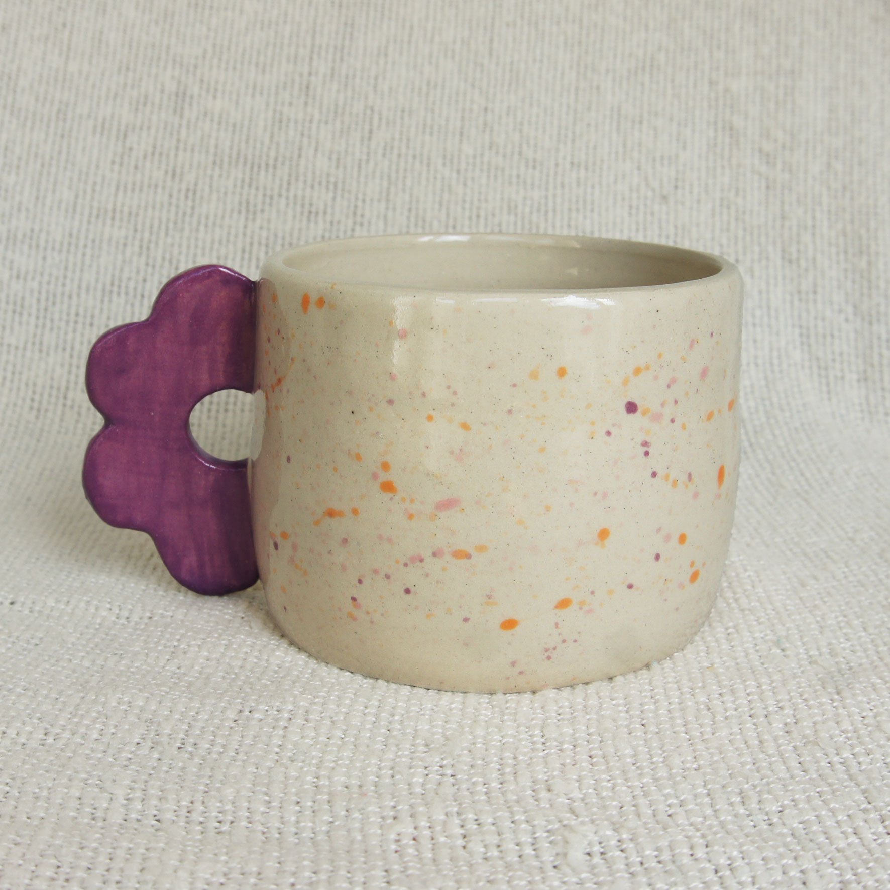 Purple Flower Handle Mug