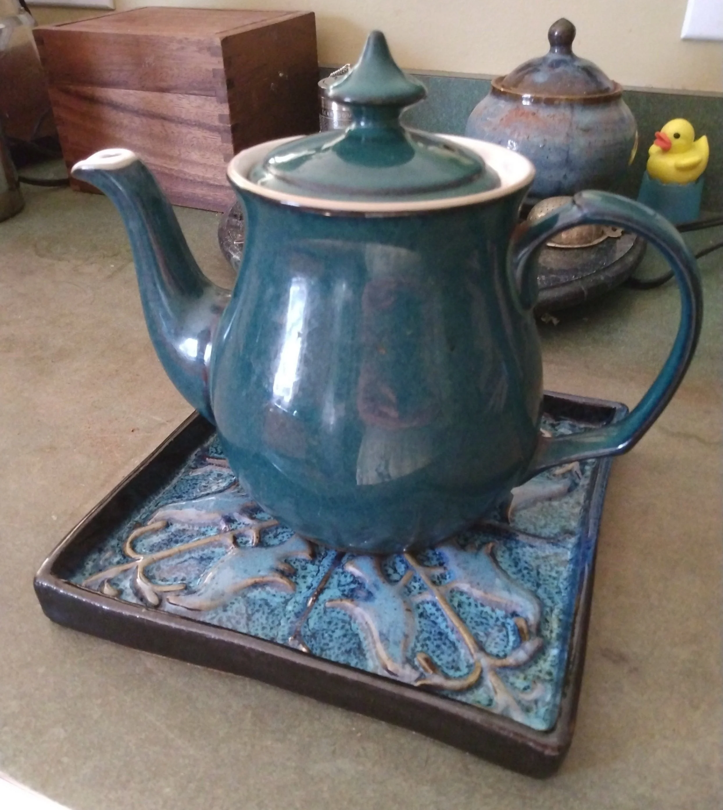 Tea tray in use, 2025 (Danby Teapot, UK)
