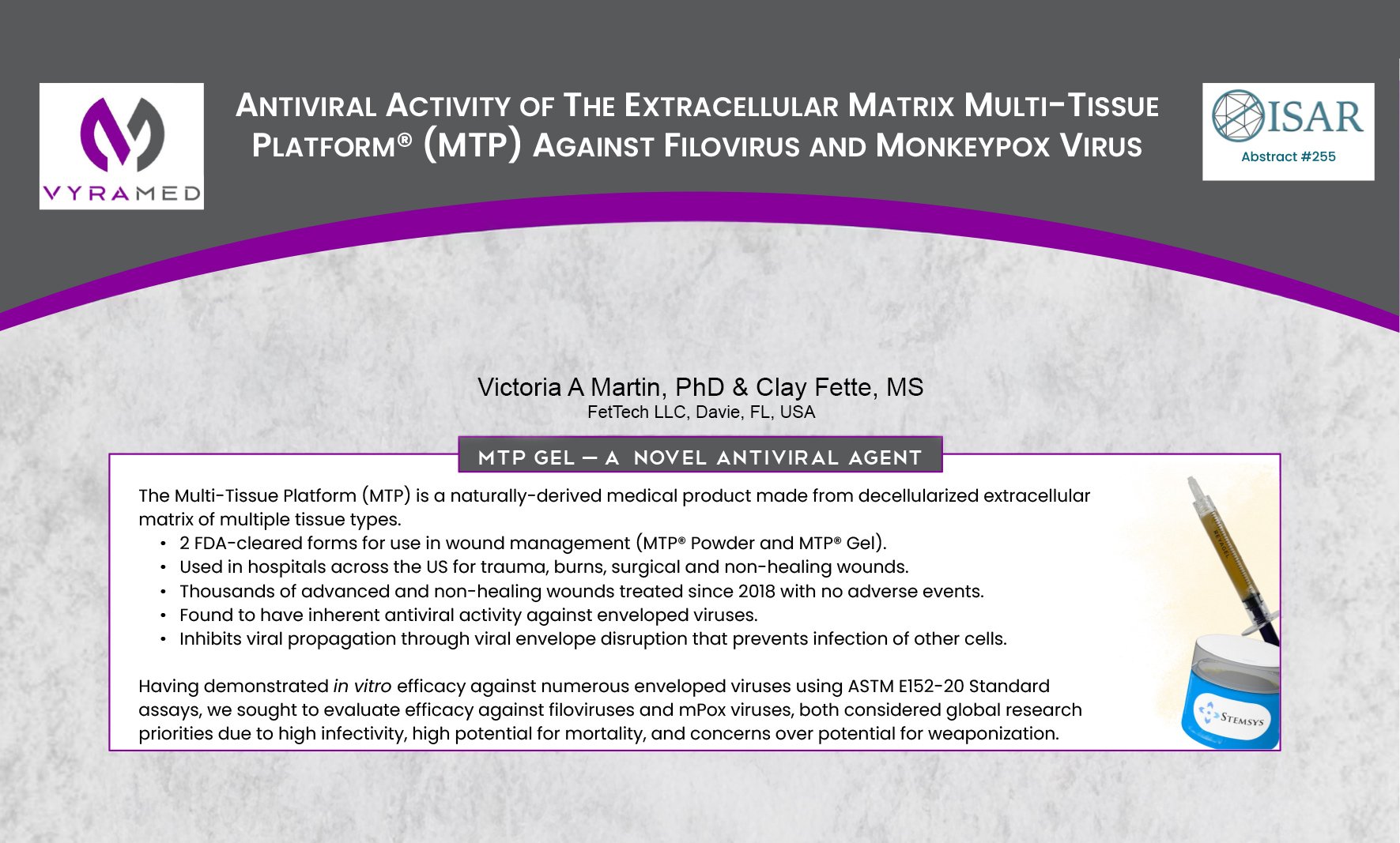 ANTIVIRAL ACTIVITY OF THE EXTRACELLULAR MATRIX MULTI-TISSUE PLATFORM® (MTP) AGAINST FILOVIRUS AND MONKEYPOX VIRUS 