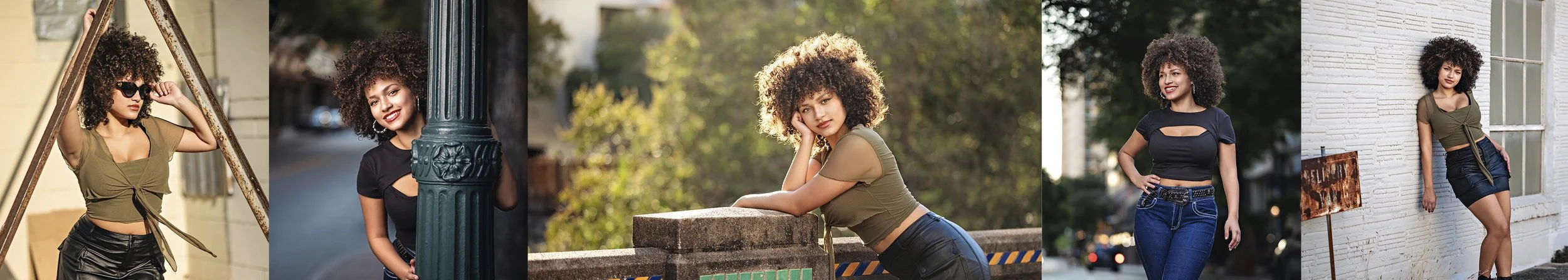 High school senior portraits in downtown San Antonio featuring colorful urban backgrounds, historic architecture and golden-hour light.