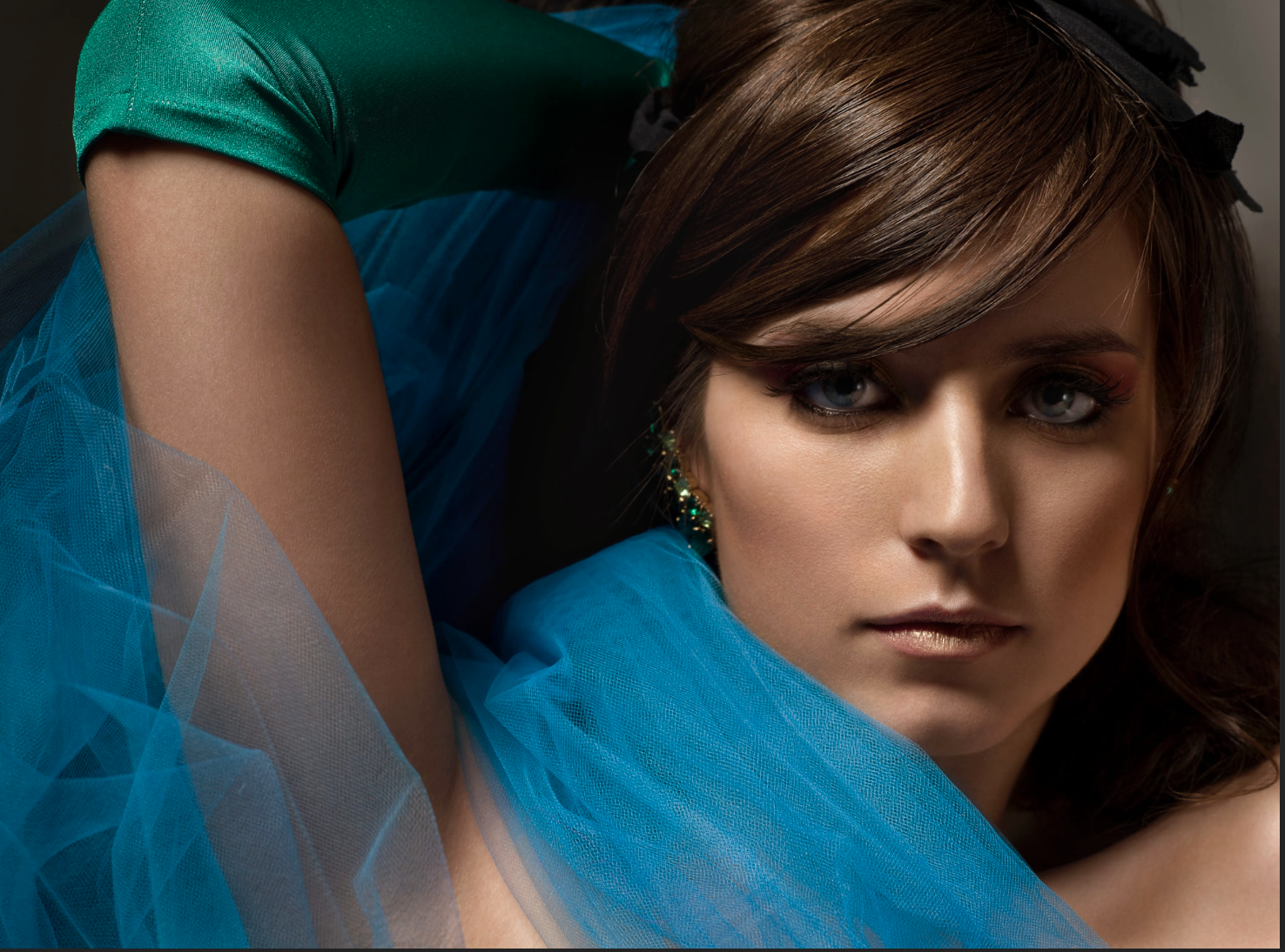 Female Photoshoot with colorful tulle and sex appeal