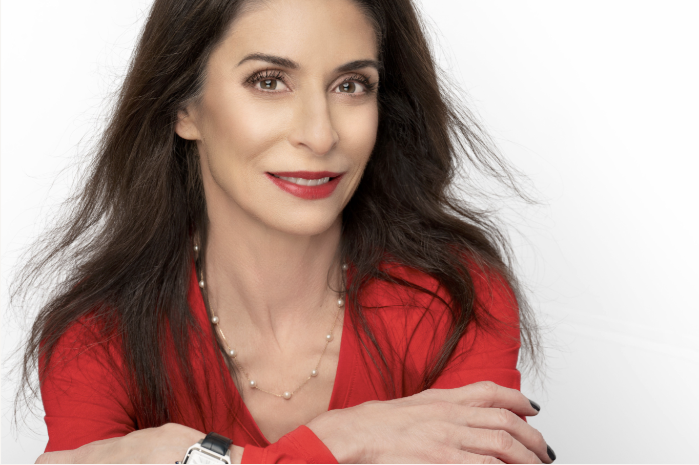 red shirt hottie, babe, mom, red lips.