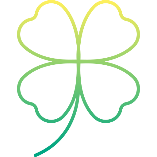 Outline of a four-leaf clover in gradient green