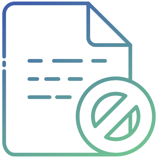 Document icon with prohibition symbol, gradient outline