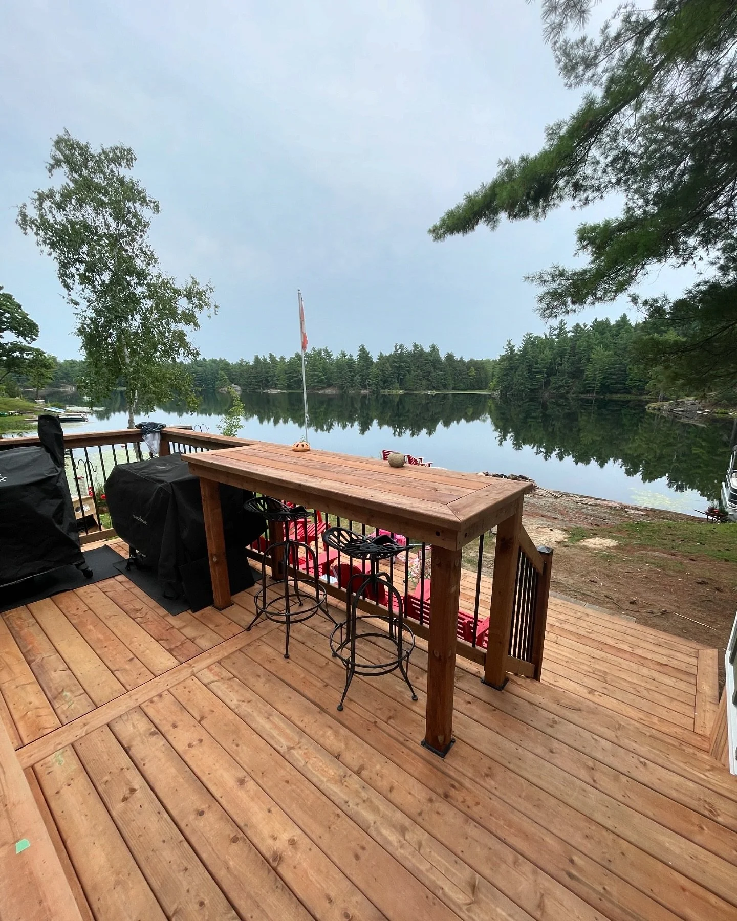 Love this client&rsquo;s idea to add a built in bar top with a view of the lake 🥂